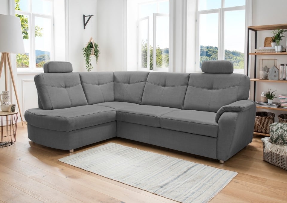 Stylisches Ecksofa Edna von Benformato mit Schlaffunktion und Bettkasten – Verschiedene Farben erhältlich