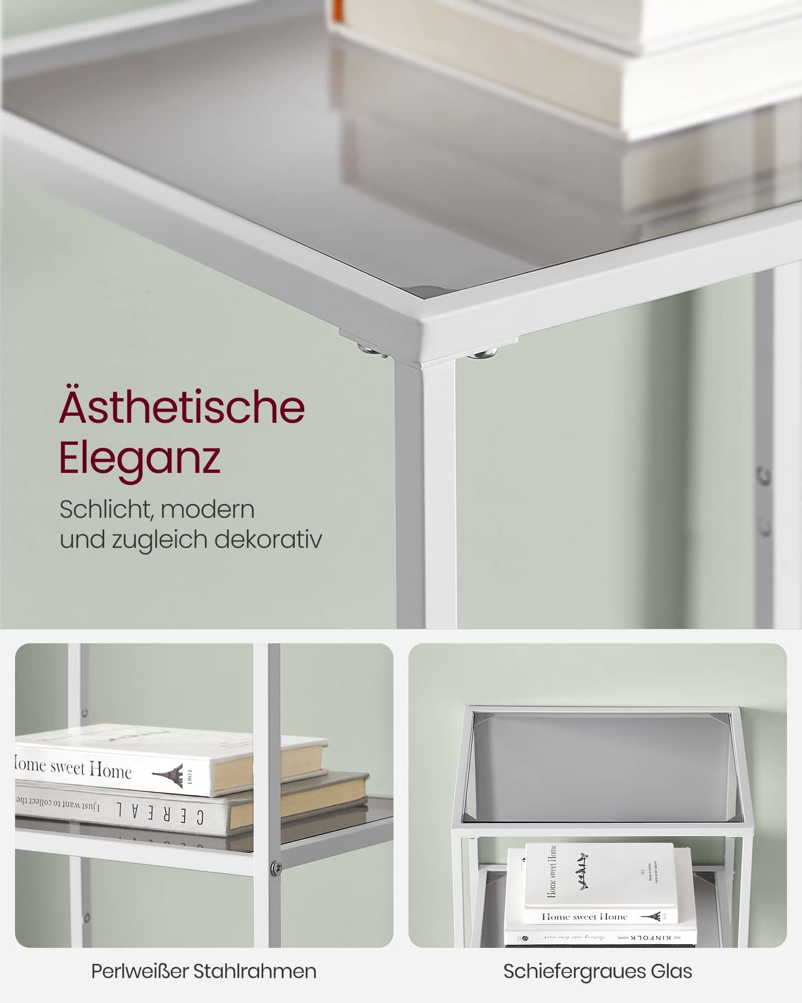 Badregal mit 4 Ablagen schiefergrau-perlweiß Badregal mit 4 Ablagen schiefergrau-perlweiß