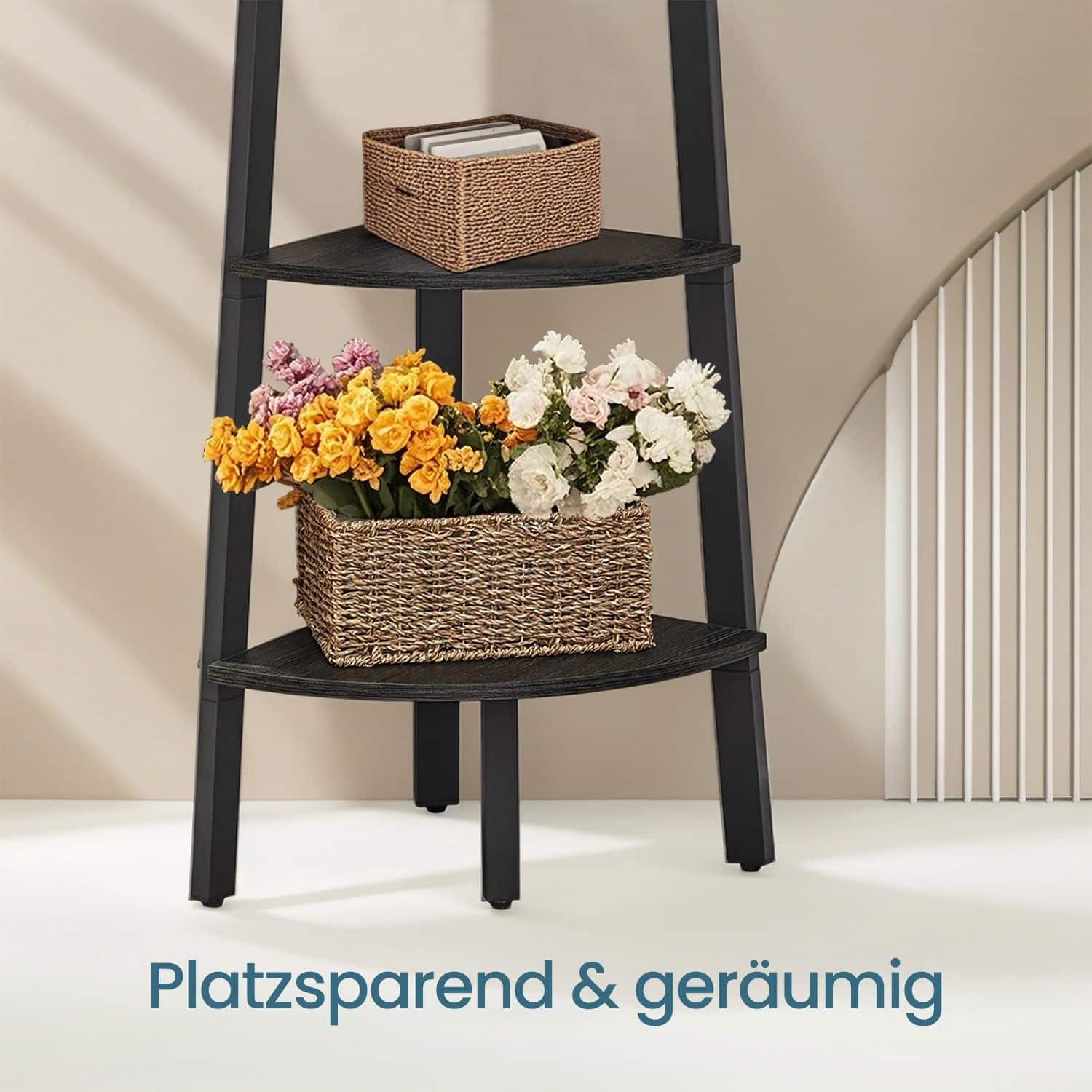 Eckregal, Bücherregal mit 5 Ebenen, Leiterregal