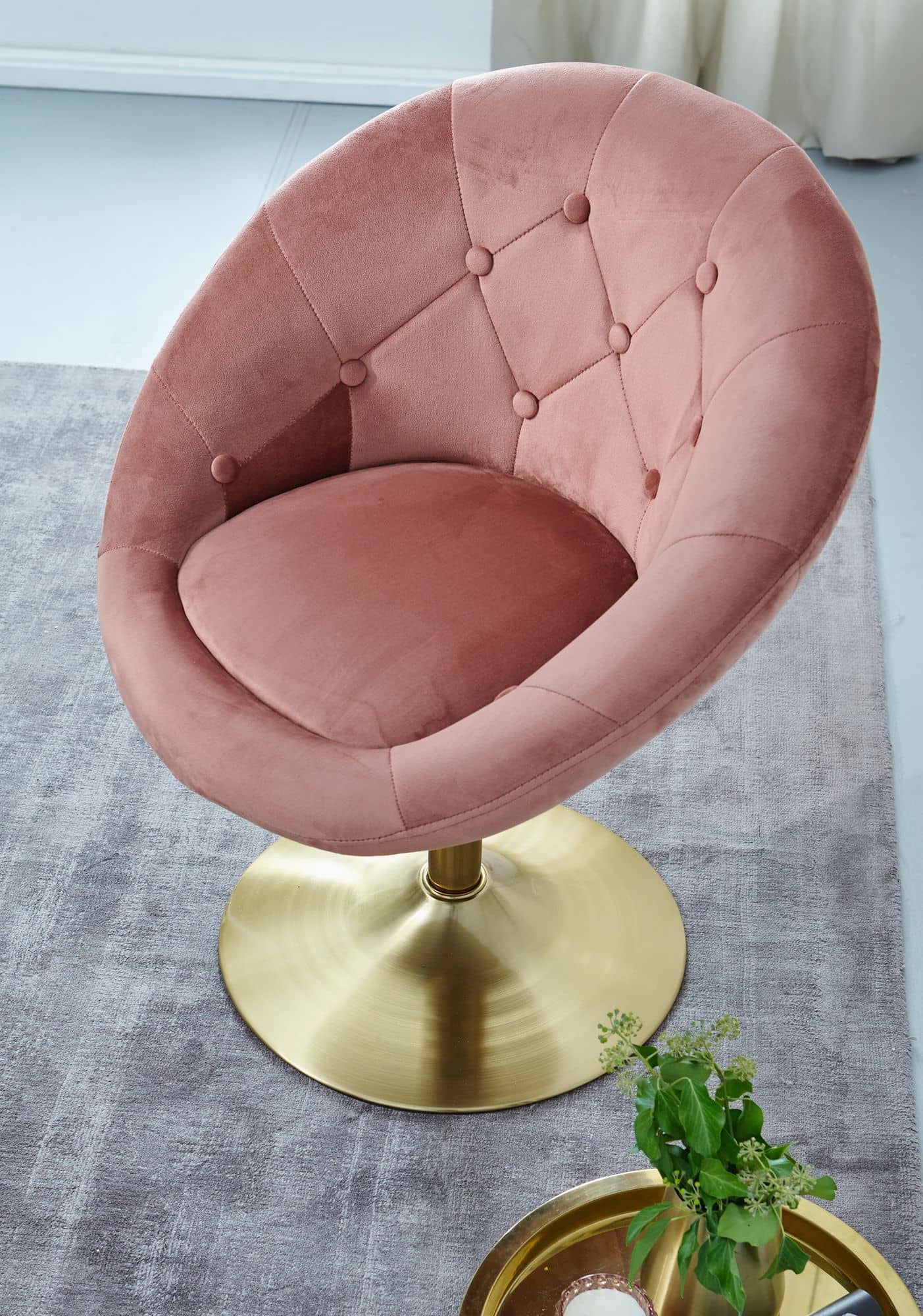 57487-Wohnling-Loungesessel-Samt-Rosa-WL6-300-WL6-300_18 Stilvoll entspannen: Loungesessel mit stabilem Trompetenfuß