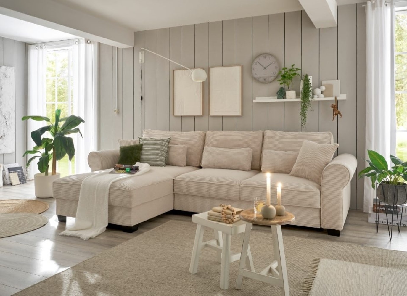 Ecksofa Angelina – Schlafsofa mit Bettkasten und Nosagfederung in Breitcord – ED Exciting Design