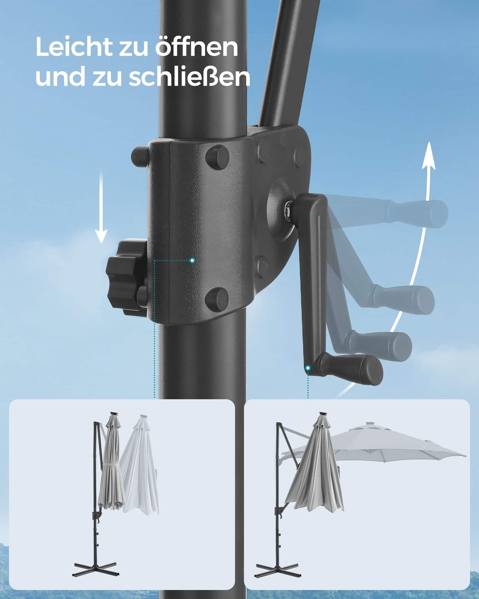 Ampelschirm drehbar mit Kurbel taubengrau Ampelschirm drehbar mit Kurbel taubengrau