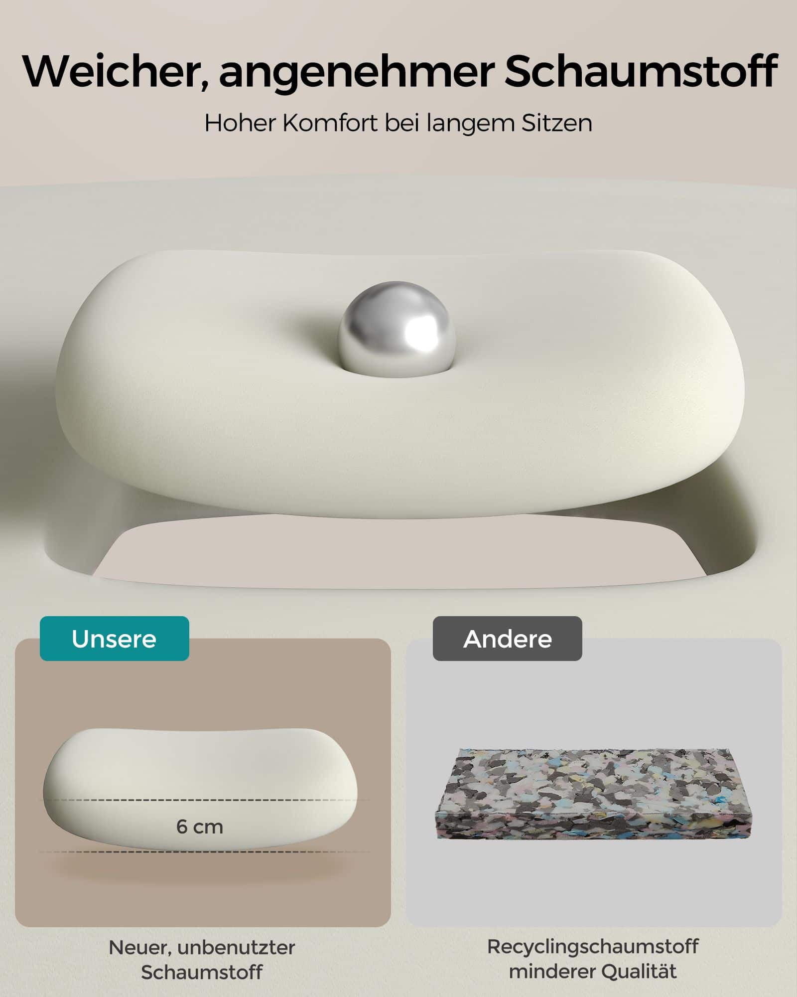 Bürostuhl mit Rückenlehnen und gebogenem Sitz cappuccinobeige Bürostuhl mit Rückenlehnen und gebogenem Sitz cappuccinobeige