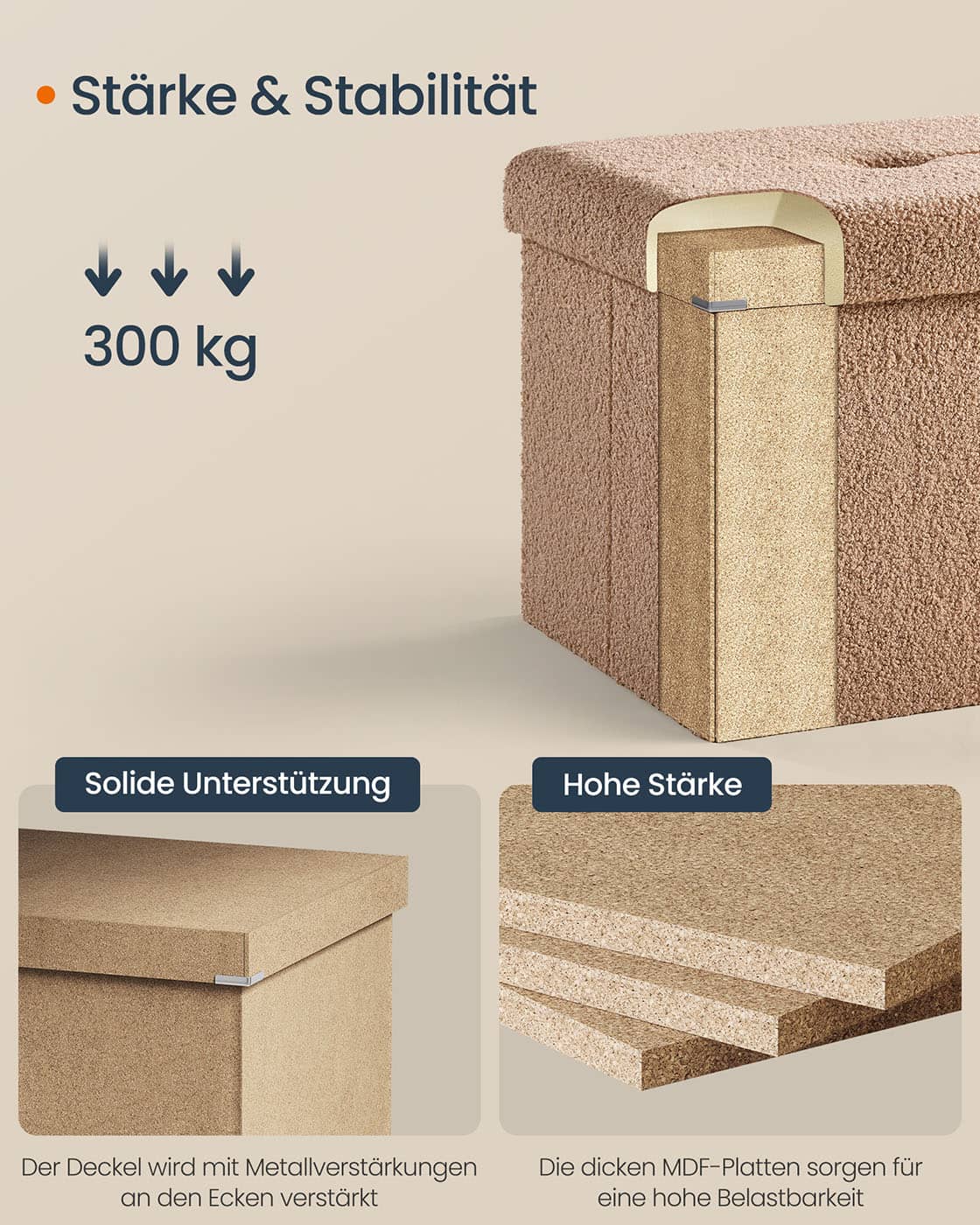 Hocker mit Stauraum 38 x 110 x 38 cm kamelbraun Hocker mit Stauraum 38 x 110 x 38 cm kamelbraun