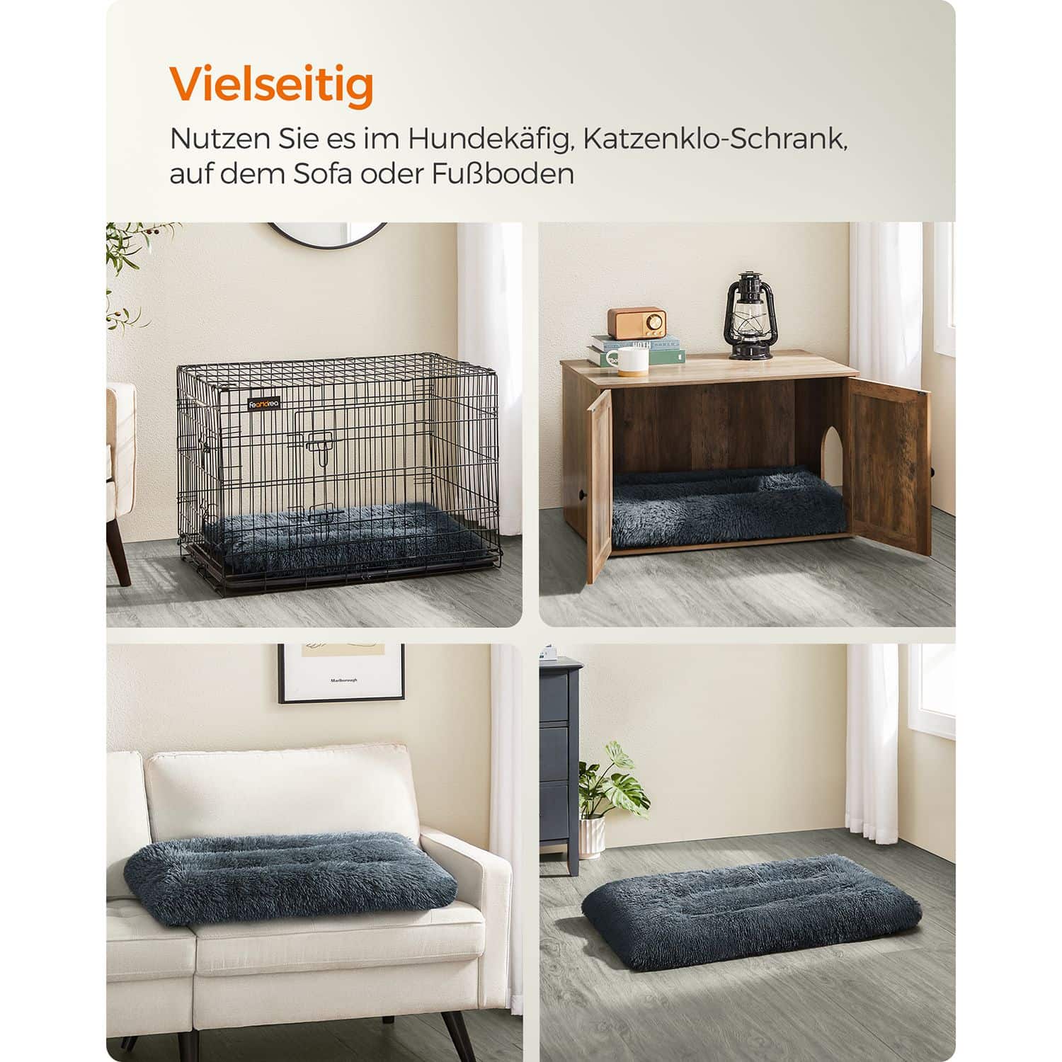 Flauschiges Hundebett 110 x 73 cm dunkelgrau-PGW203G02 Flauschiges Hundebett 110 x 73 cm dunkelgrau-PGW203G02