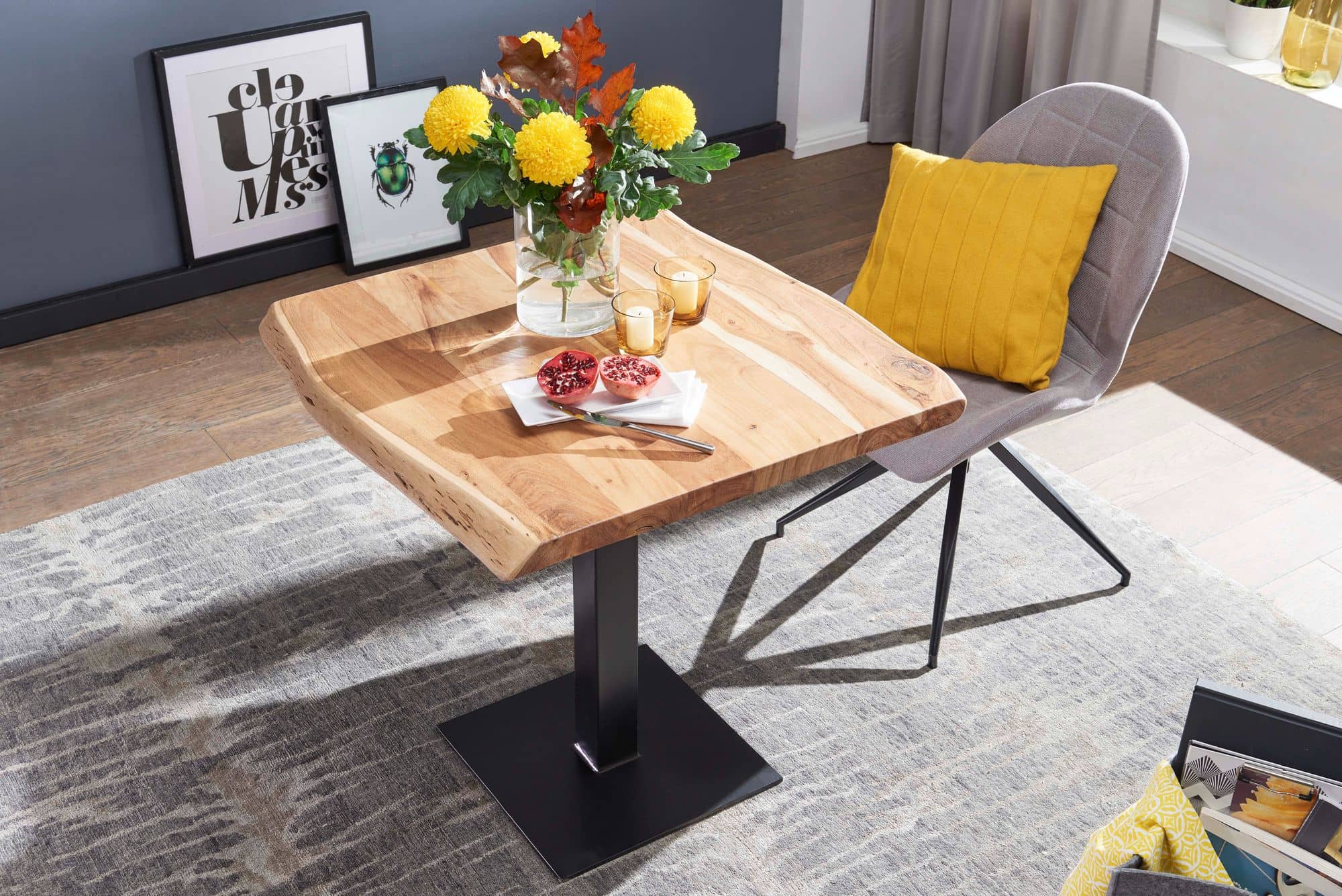 Esstisch Baumkante 80 x 75 x 75 cm Akazie Massivholz Esszimmertisch Esstisch Baumkante 80 x 75 x 75 cm Akazie Massivholz Esszimmertisch