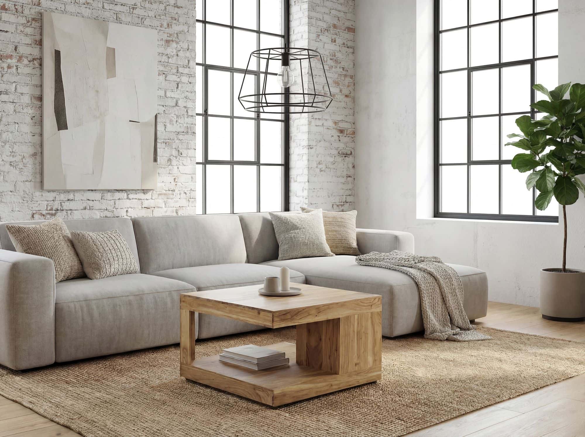 Couchtisch Akazie Massivholz 60cm - Quadratischer Wohnzimmertisch mit Ablagefach - Design Sofatisch Holz - Offener Loungetisch - Natur Beistelltisch Handmade
