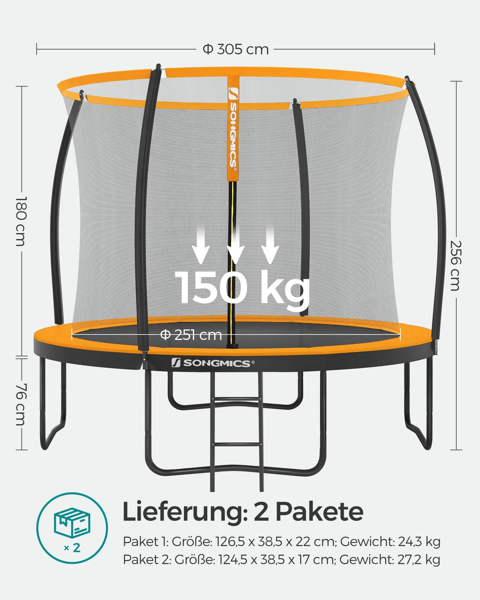 Trampolin Ø 305 cm schwarz-orange-B34STR102O01 Trampolin Ø 305 cm schwarz-orange-B34STR102O01