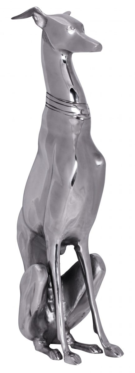 32596-Wohnling-Dekoration-Windhund-Aluminium-silbern-W_1 Dekoration Design Dog aus Aluminium silbern Windhund Skulptur Hundestatue