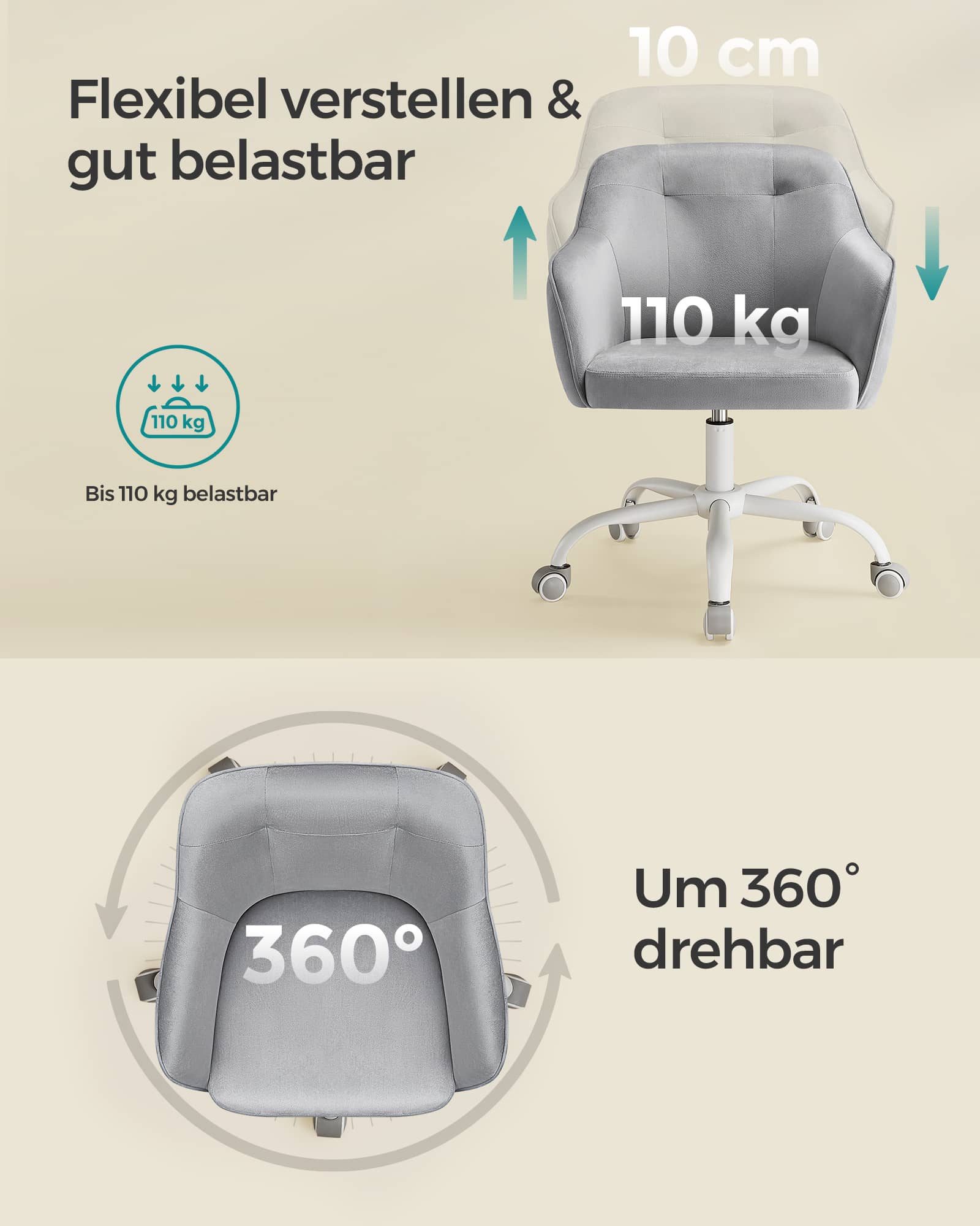 Bürostuhl bis 110 kg belastbar taubengrau-OBG019G03 Bürostuhl bis 110 kg belastbar taubengrau-OBG019G03