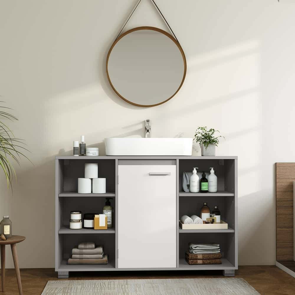 Badezimmerschrank, Waschbeckenunterschrank, mit verstellbaren Ablagen und Füßen Badezimmerschrank, Waschbeckenunterschrank, mit verstellbaren Ablagen und Füßen