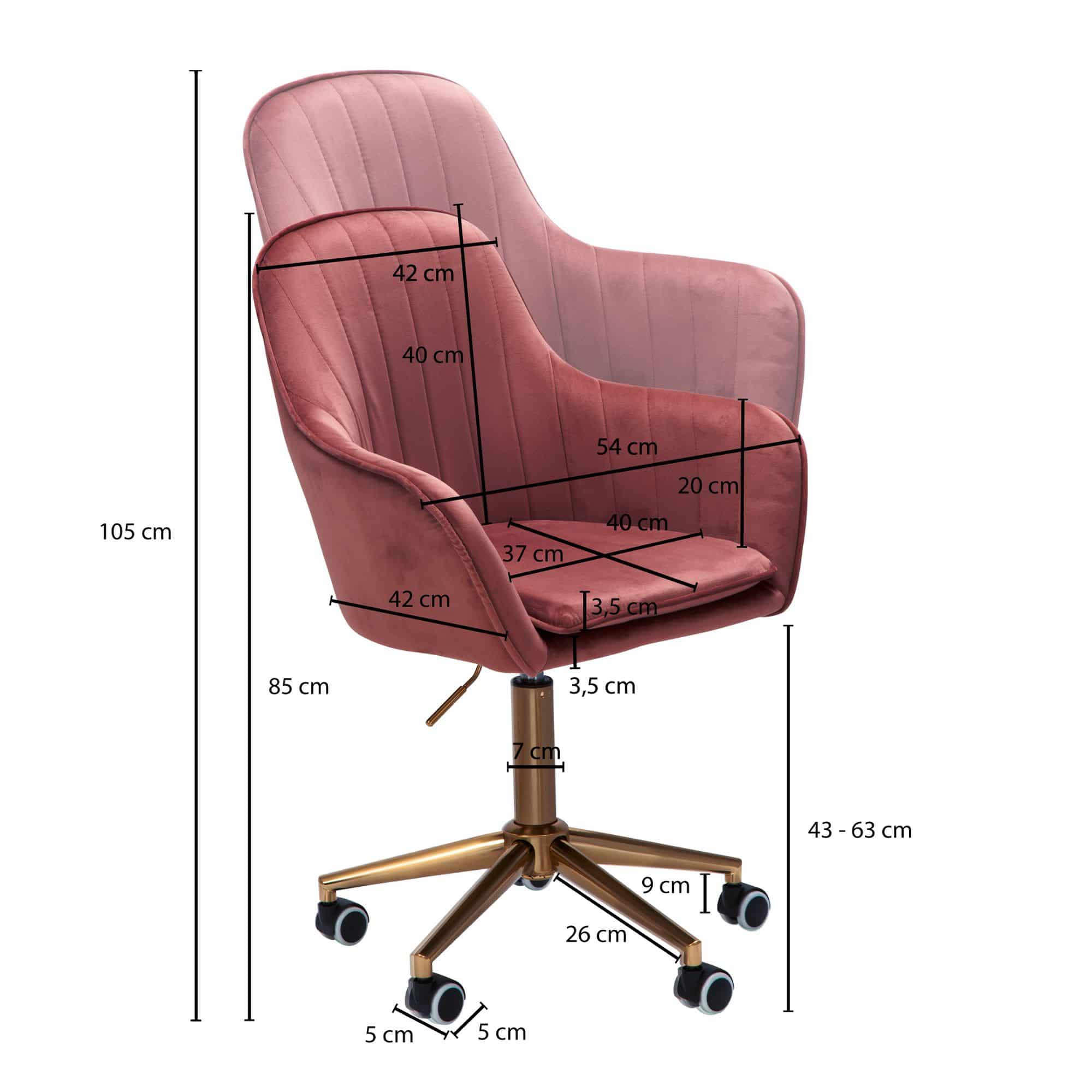 57499-Amstyle-Schreibtischstuhl-Samt-Rosa-Design-Drehstuhl-mit-Lehne-Arbeitsstuhl-mit-120-kg-Maximalbelastung-Schalenstuhl-mit-Rollen-Stuhl-drehbar-SPM1-431-SPM1-431_2 Schreibtischstuhl Samt Rosa