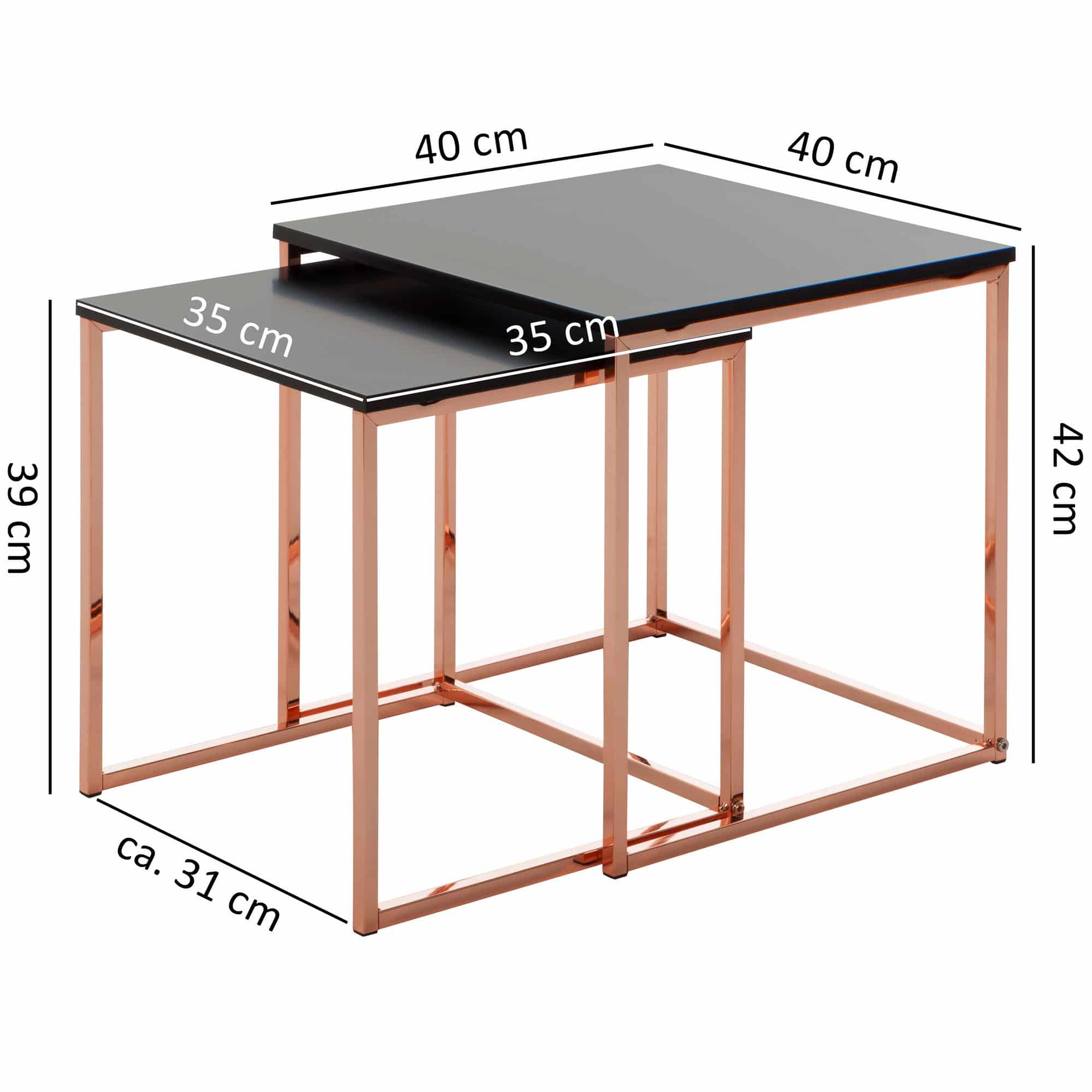 47922-WOHNLING-Satztisch-CALA-Schwarz-Kupfer-WL_3 Satztisch CHUR Schwarz / Kupfer Beistelltisch MDF / Metall
