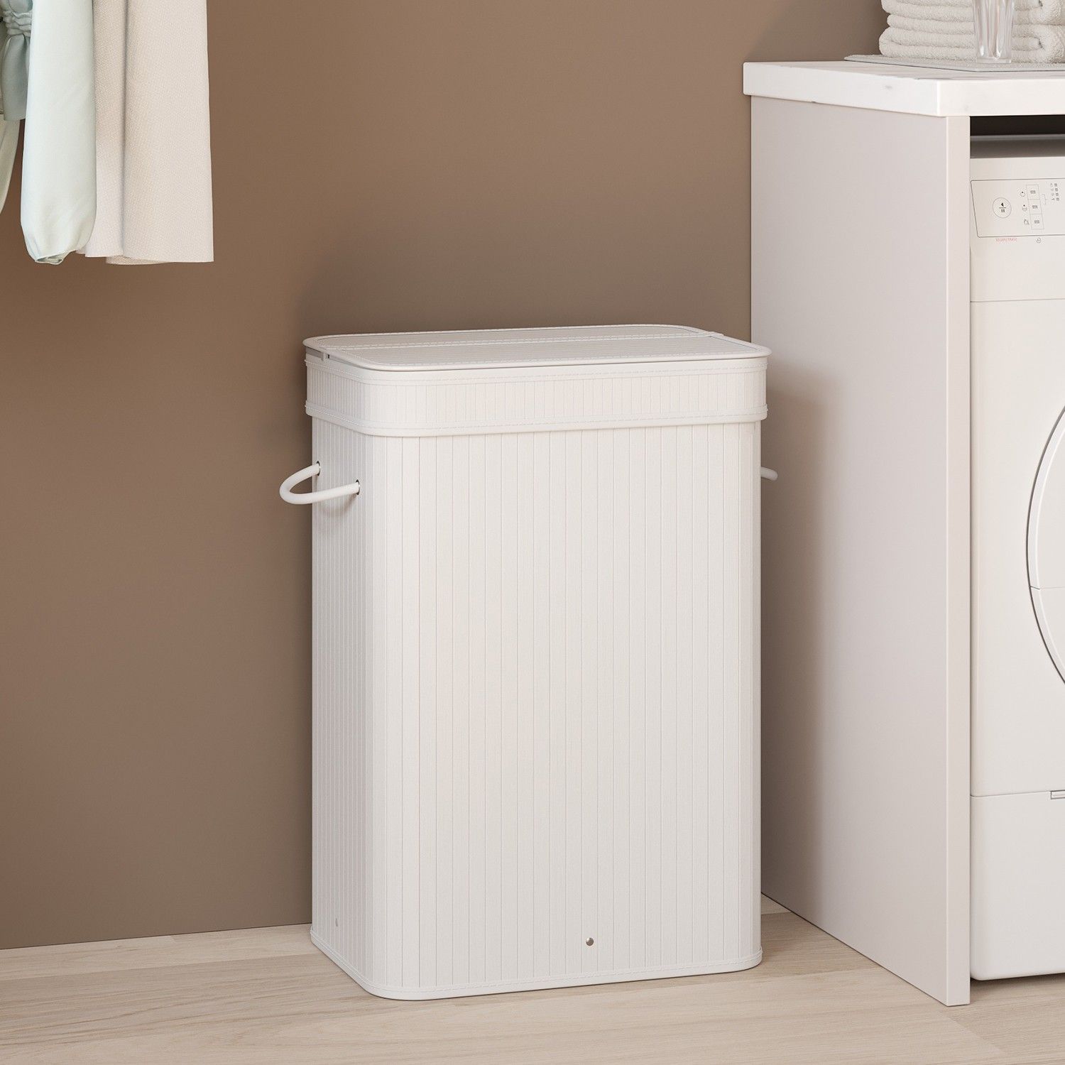 Wäschekorb mit Deckel, Wäschesammler Bambus, Wäschesack mit Griffen herausnehmbar und maschinenwaschbar Wäschekorb mit Deckel, Wäschesammler Bambus, Wäschesack mit Griffen herausnehmbar und maschinenwaschbar