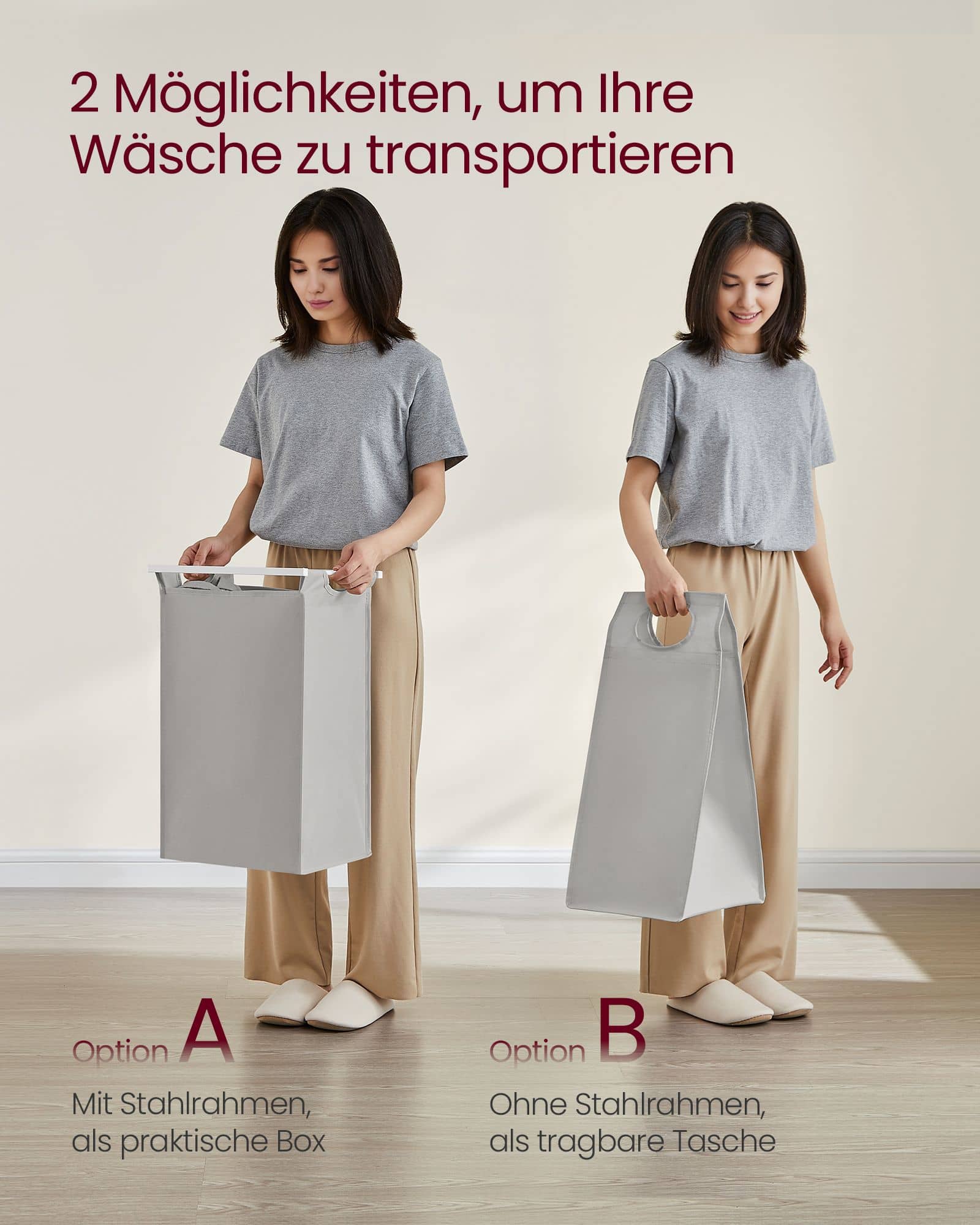 Wäschekorb 3 Fächer, Wäschesammler mit Ablage, Wäschebox Wäschekorb 3 Fächer, Wäschesammler mit Ablage, Wäschebox