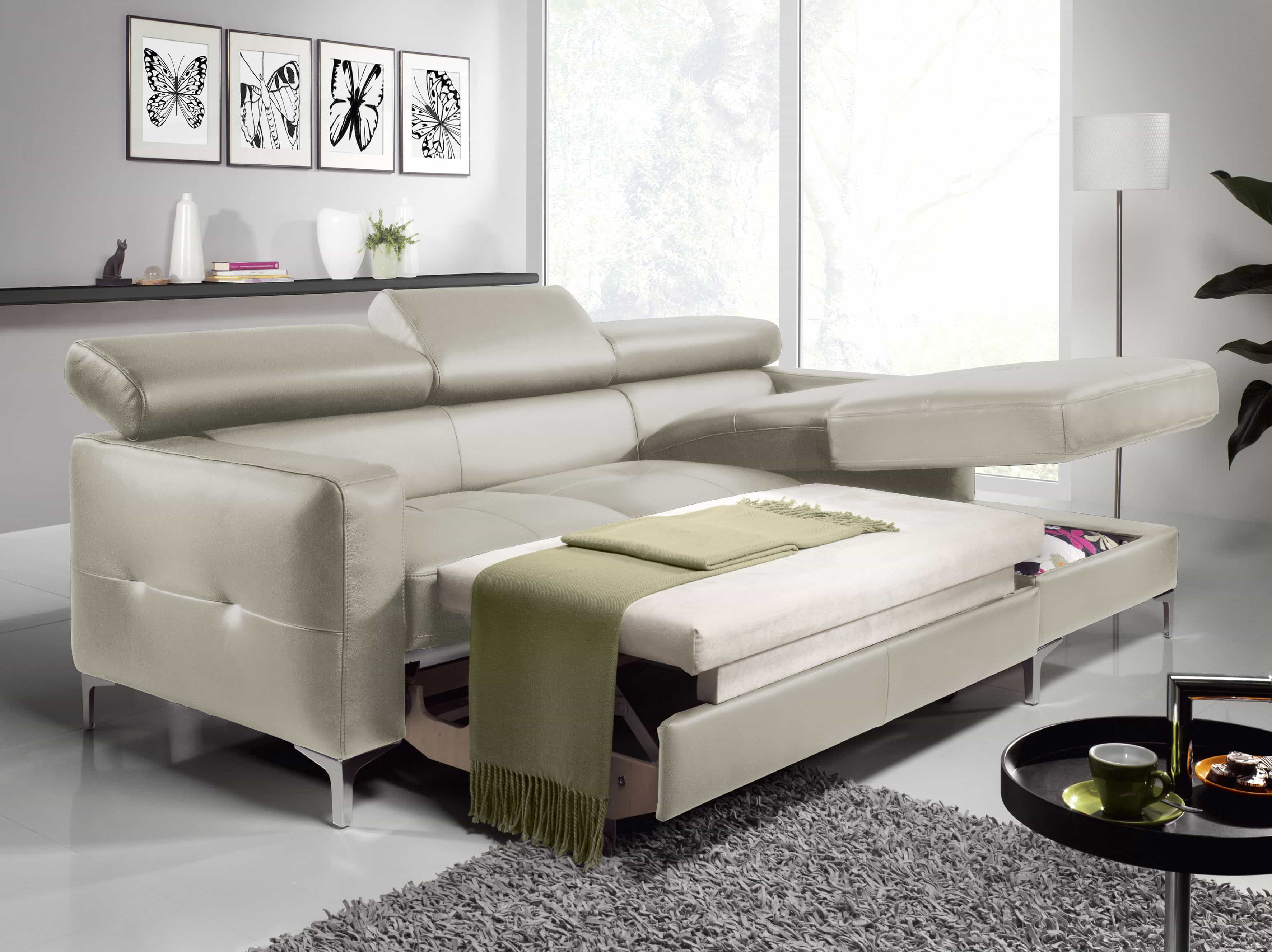 Echtleder Ecksofa Sammy mit Recamiere & Schlaffunktion – Cotta Echtleder Ecksofa Sammy mit Recamiere & Schlaffunktion – Cotta