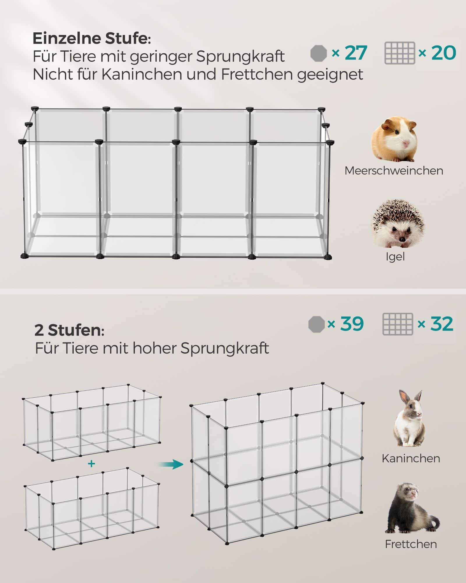 Freigehege mit Bodenplatten Kunststoff grau Freigehege mit Bodenplatten Kunststoff grau