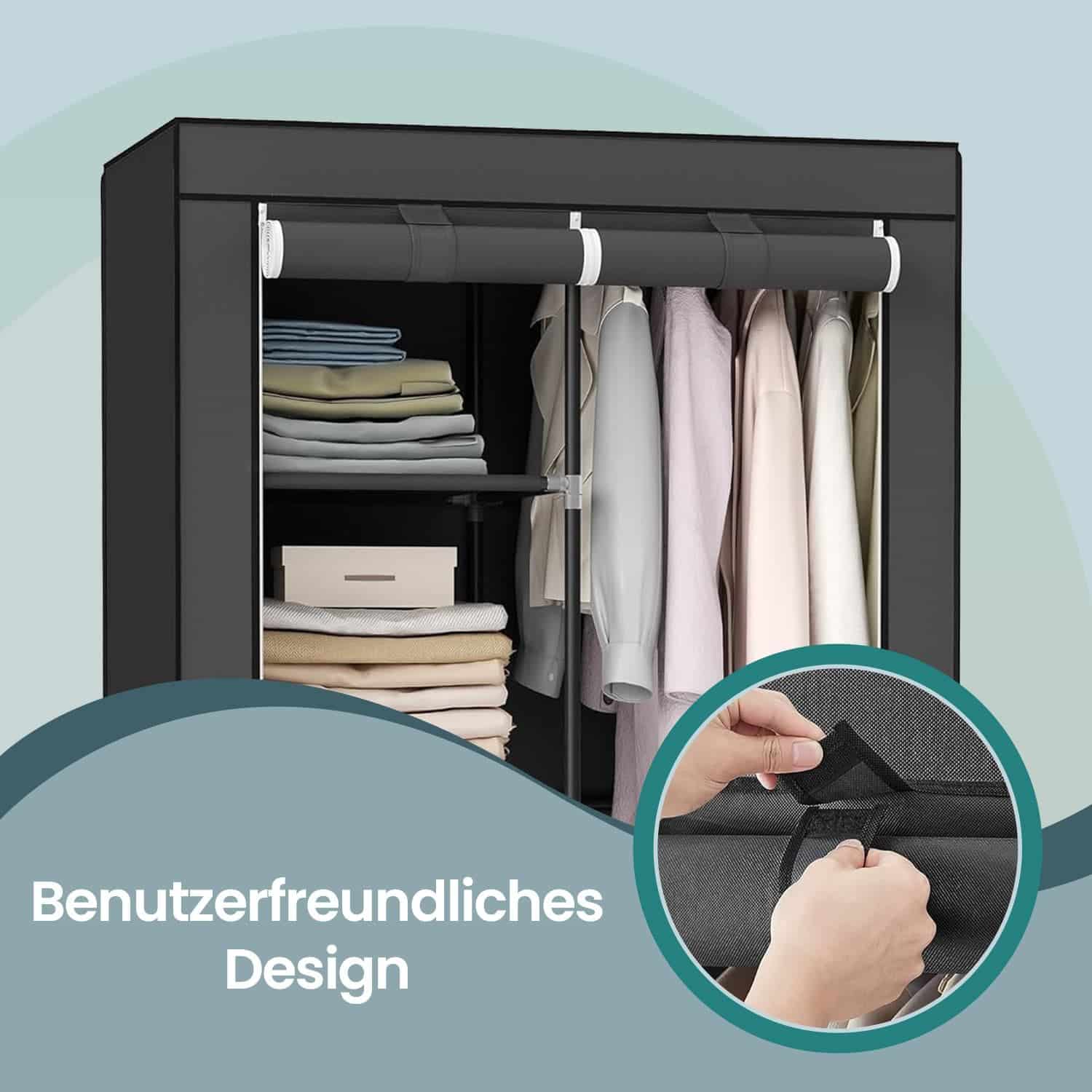 Kleiderschrank, 1 Kleiderstange, 6 Ebenen,