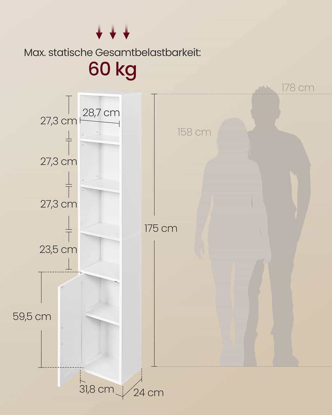CUSTOS Kollektion Regal mit 6 Ebenen wolkenweiß