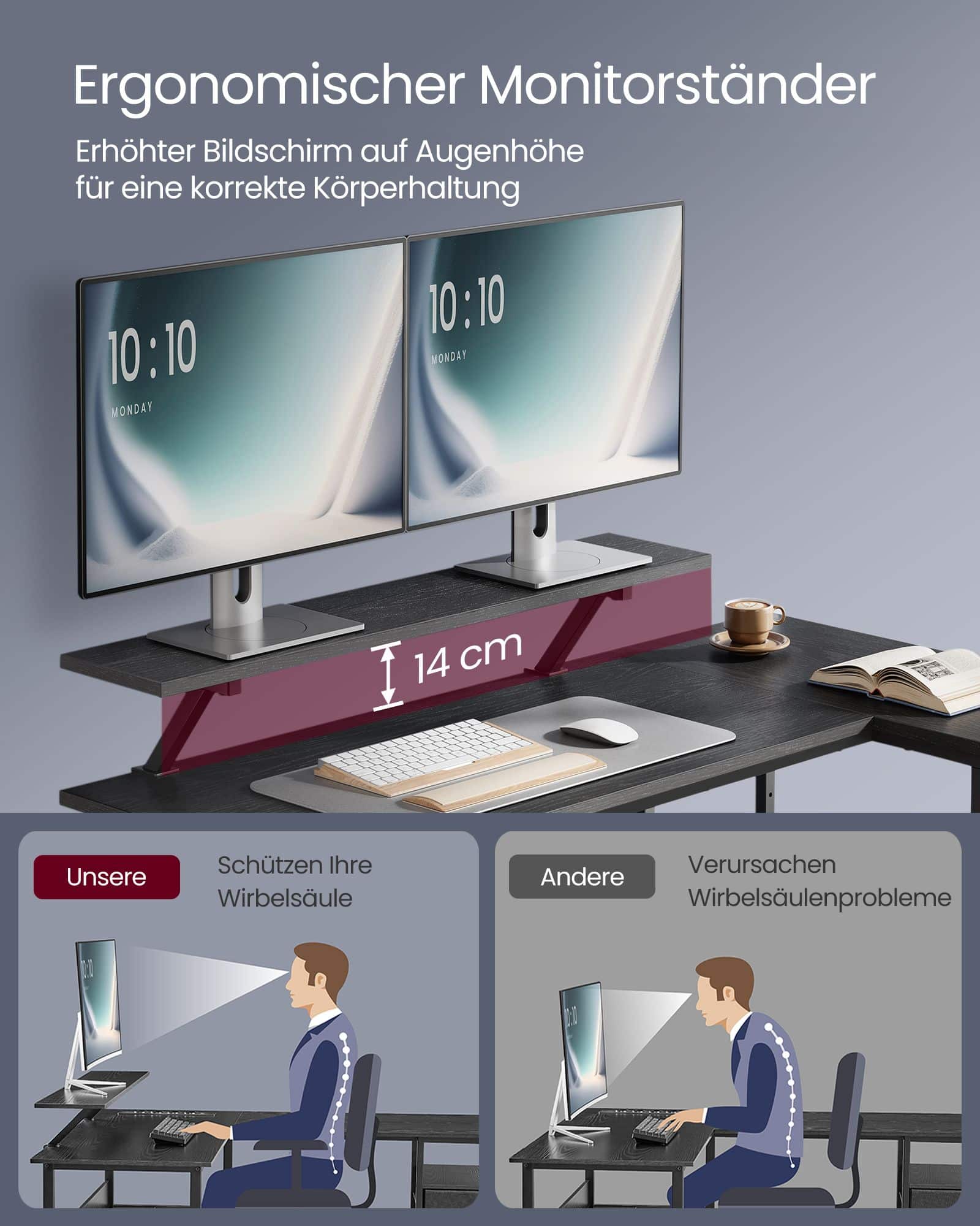 L-förmiger Schreibtisch mit 2 Schubladen 135 x 105 cm schwarz L-förmiger Schreibtisch mit 2 Schubladen 135 x 105 cm schwarz