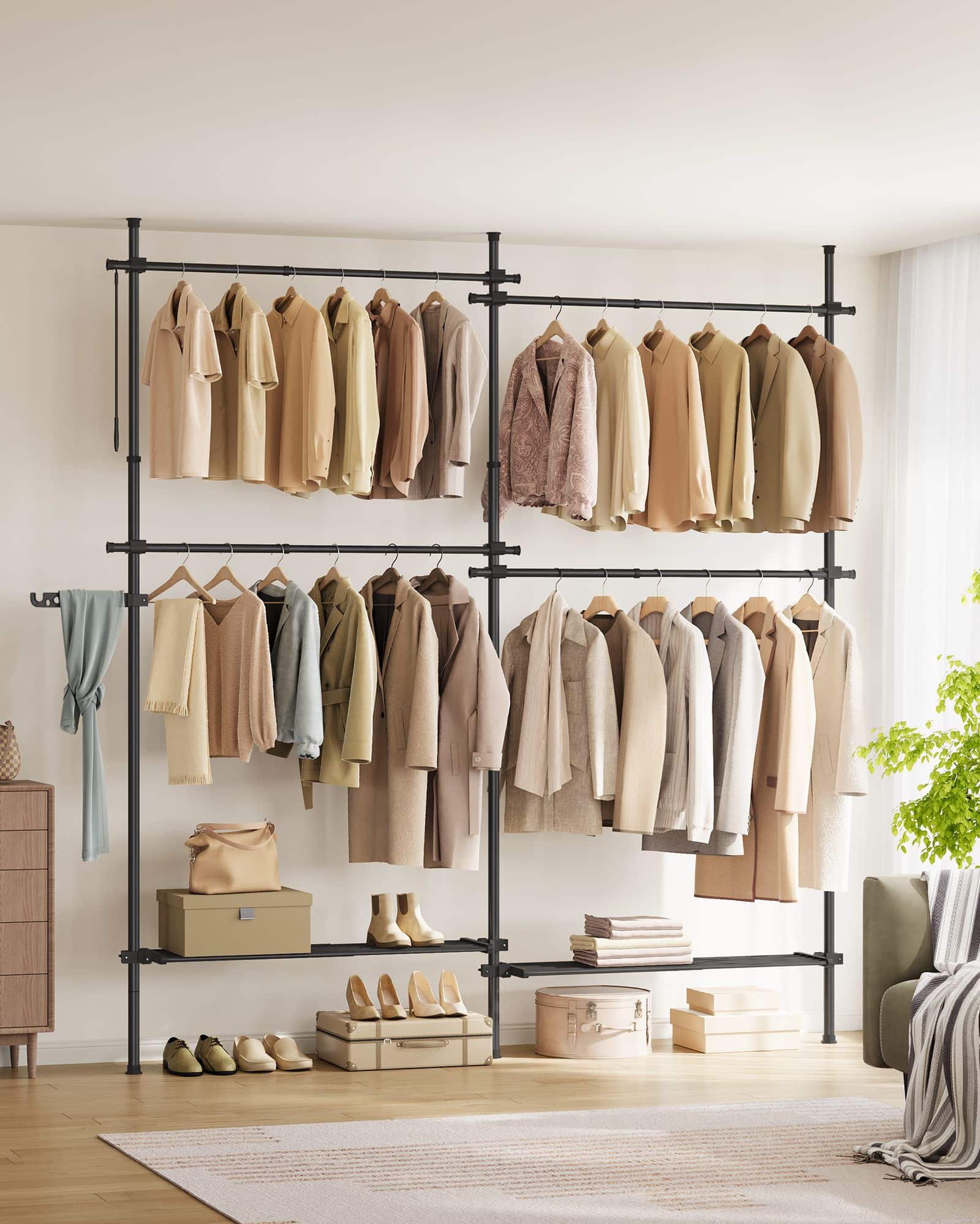 Kleiderständer 33,5 x (162-238) x (208-310) cm mattschwarz