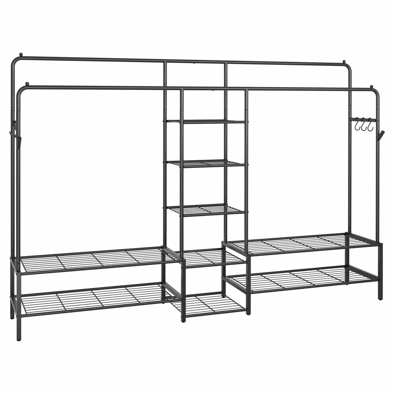 Kleiderständer, offener Kleiderschrank, Garderobenständer mit 9 Ablagen