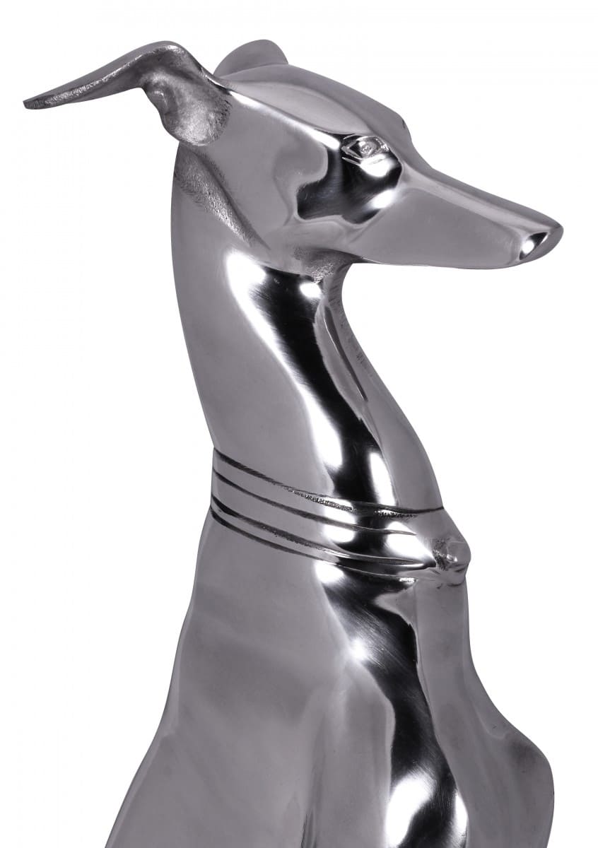 32596-Wohnling-Dekoration-Windhund-Aluminium-silbern-W_4 Dekoration Design Dog aus Aluminium silbern Windhund Skulptur Hundestatue