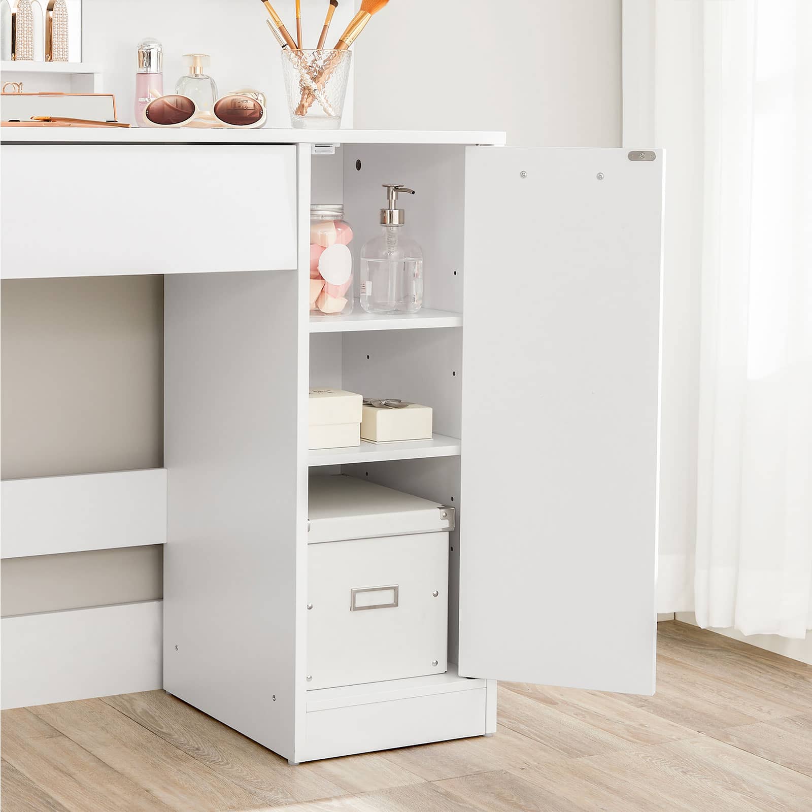 Schminktisch mit Ablagen und Schublade Weiß-B34RDT119W01 Schminktisch mit Ablagen und Schublade Weiß-B34RDT119W01