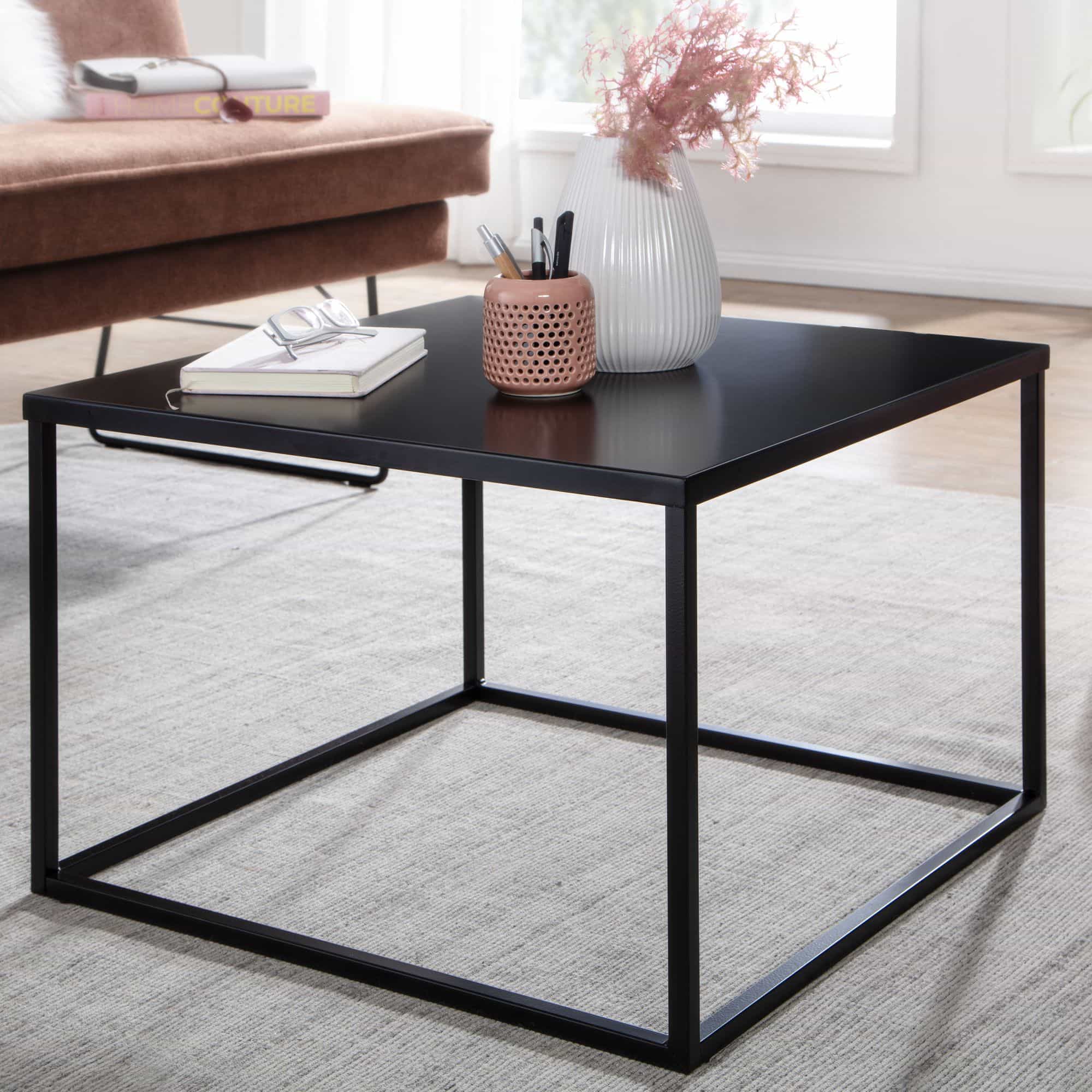 69965-Wohnling-kleiner-Couchtisch-60x60x40-cm-black-WL6-603-WL6-603_1 Couchtisch 60x60x40 cm Metall Wohnzimmertisch Industrial Schwarz