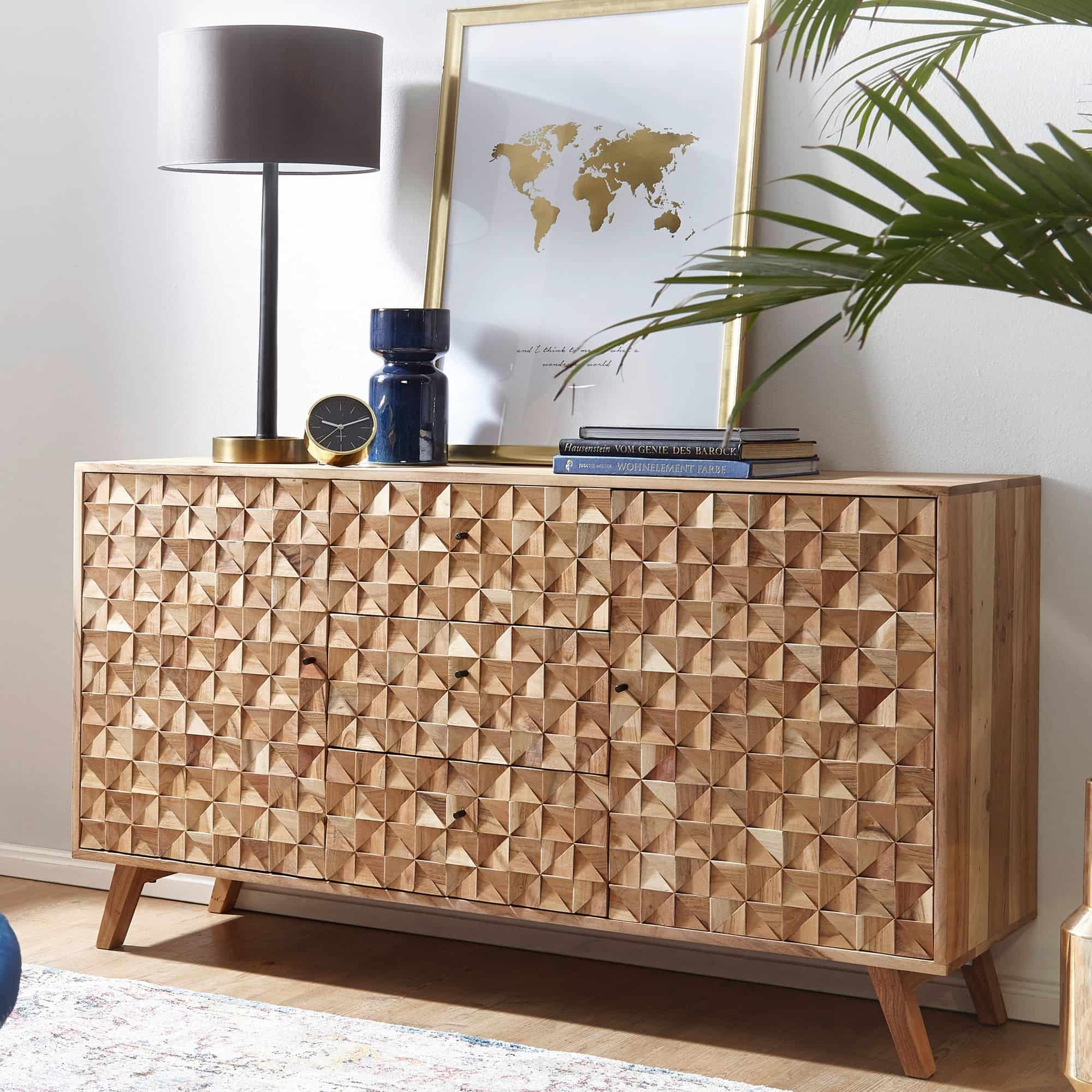 47283-WOHNLING-Sideboard-REWA-140x40x78-cm-Akazie_1pduWGoilrkBZD Sideboard REWA 140x78,5x40 cm Anrichte Massivholz Akazie Schrank Braun