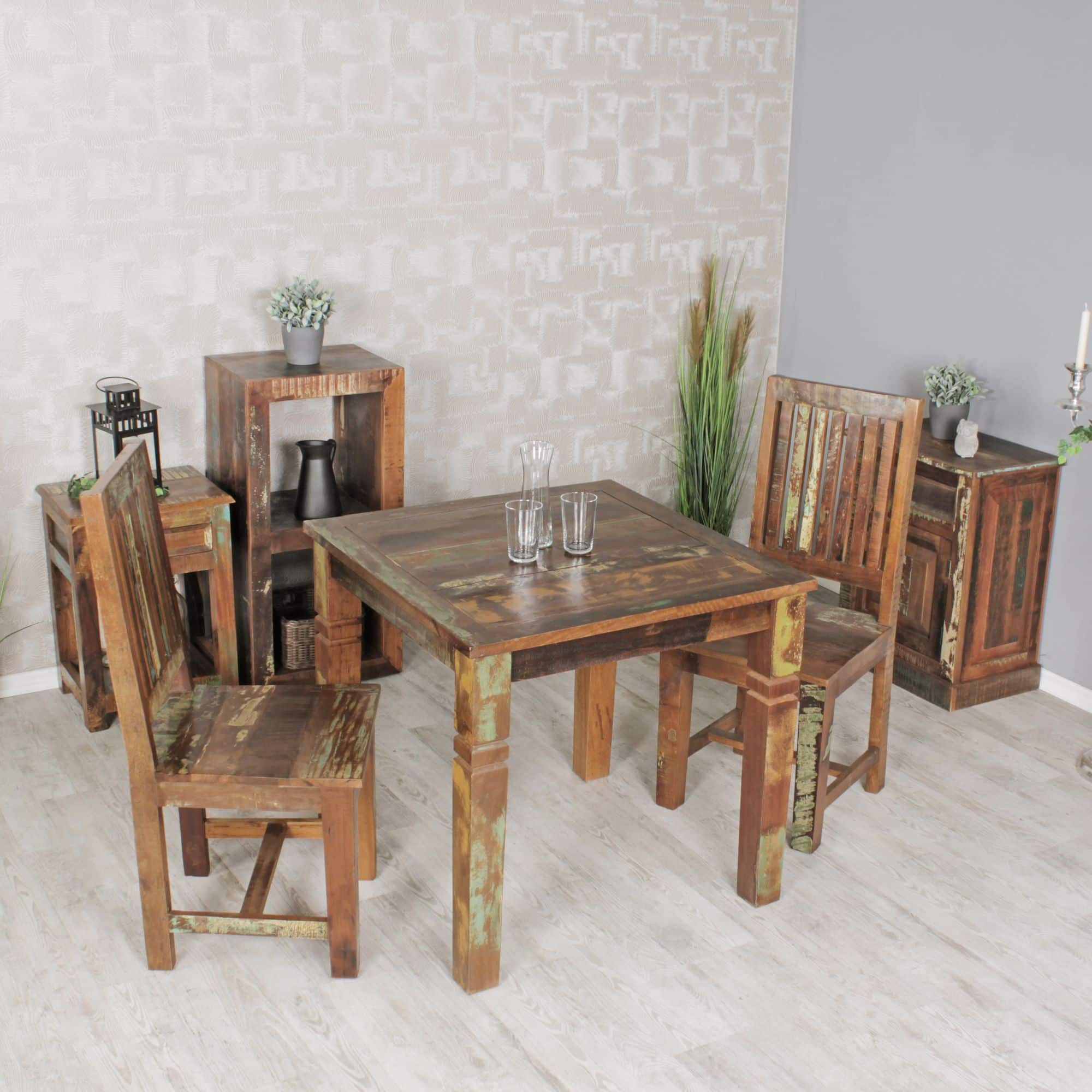 43653-WOHNLING-Esszimmertisch-DELHI-80x80x76cm-WL_4 Esszimmertisch KALKUTTA 80 x 80 x 76 cm Mango Shabby Chic Massiv-Holz