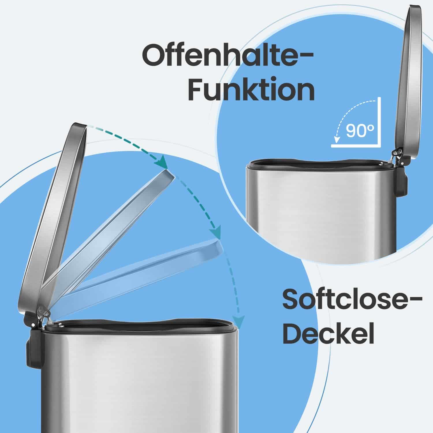 Mülleimer 50 L, Abfalleimer für die Küche, Küchentreteimer mit Deckel und Inneneimer Mülleimer 50 L, Abfalleimer für die Küche, Küchentreteimer mit Deckel und Inneneimer