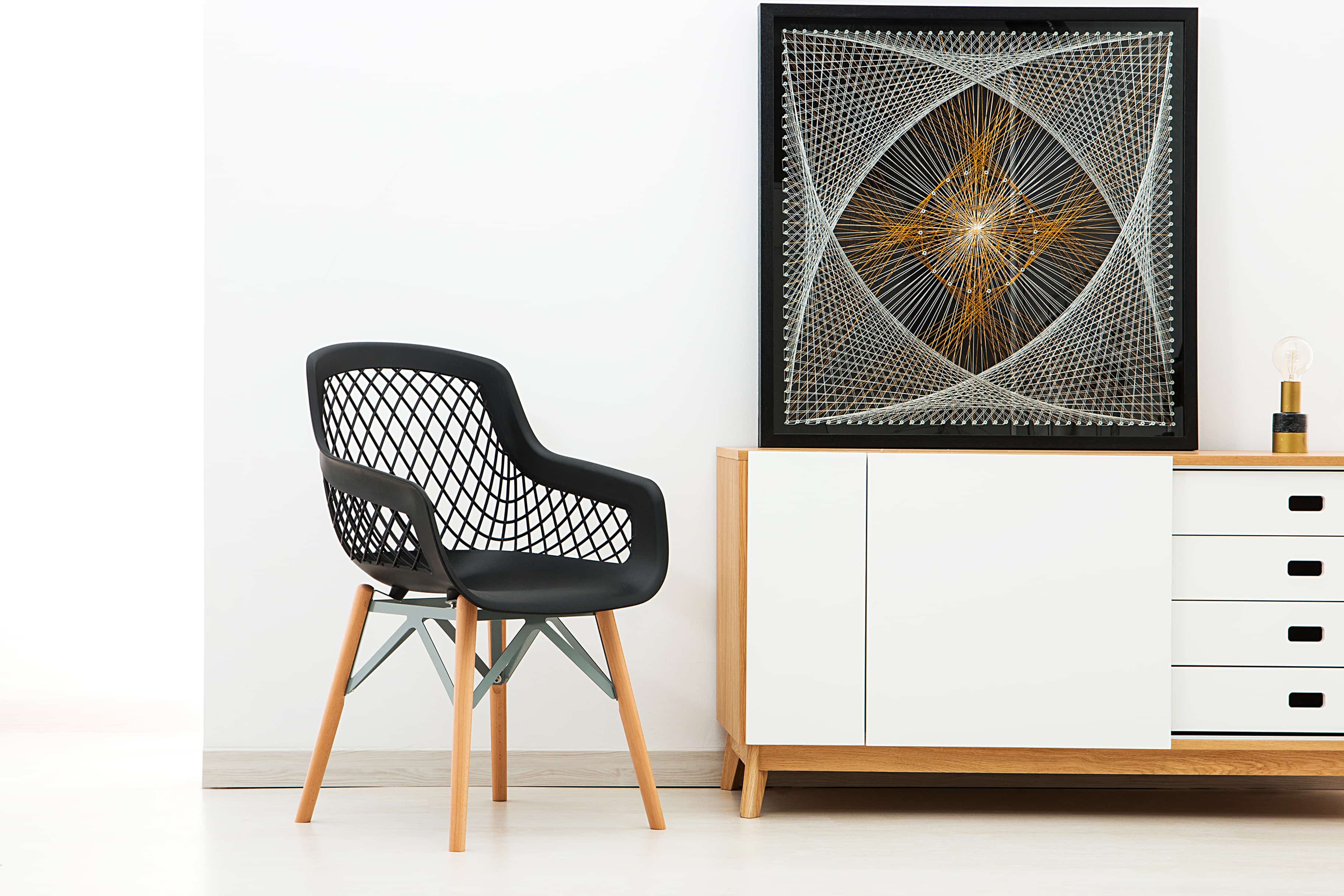 Faden-Wandbild Netzwerk 90cm x 90cm Faden-Wandbild Netzwerk 90cm x 90cm