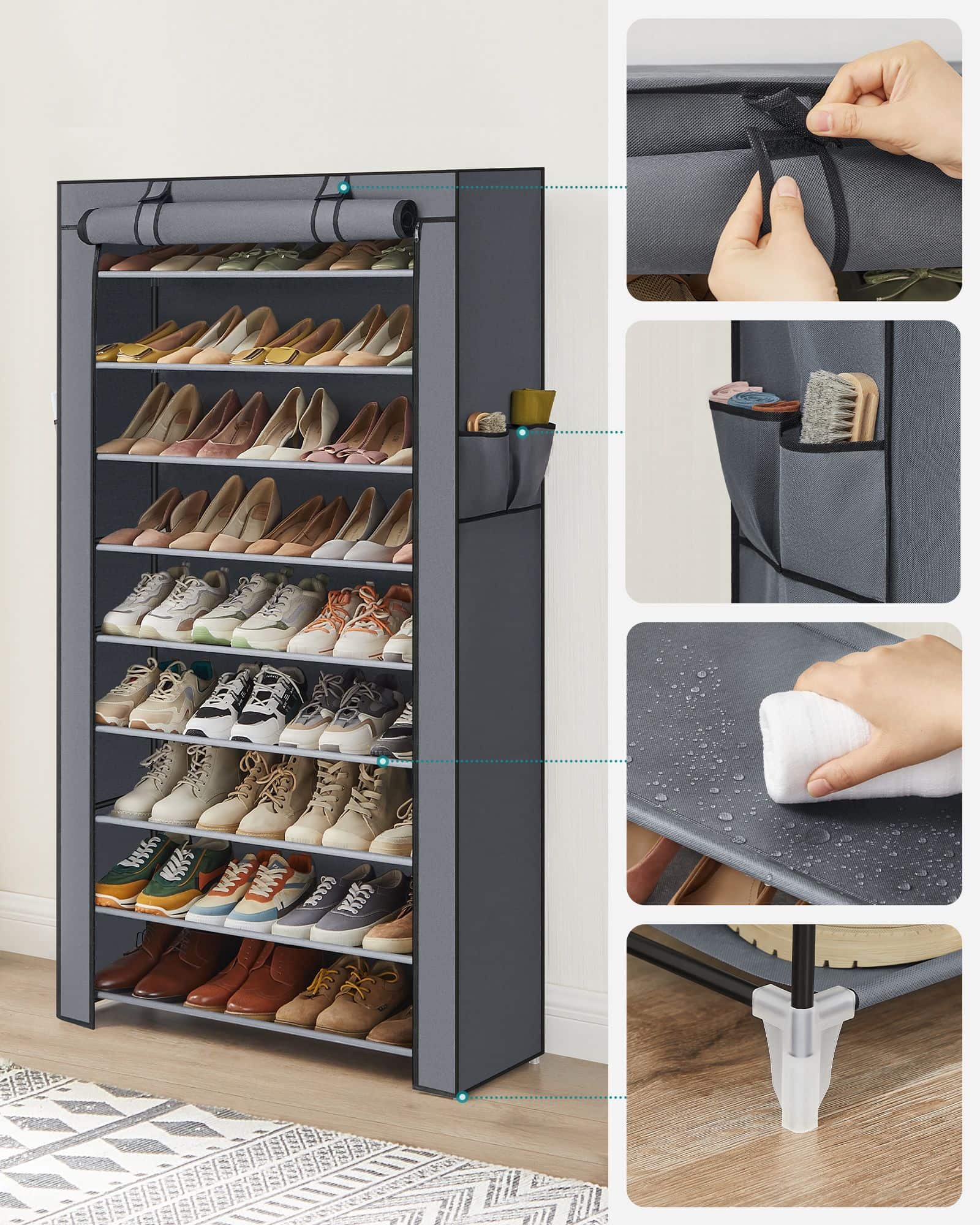 Schuhregal mit Abdeckung 88 cm Grau-RXJ36G01 Schuhregal mit Abdeckung 88 cm Grau-RXJ36G01