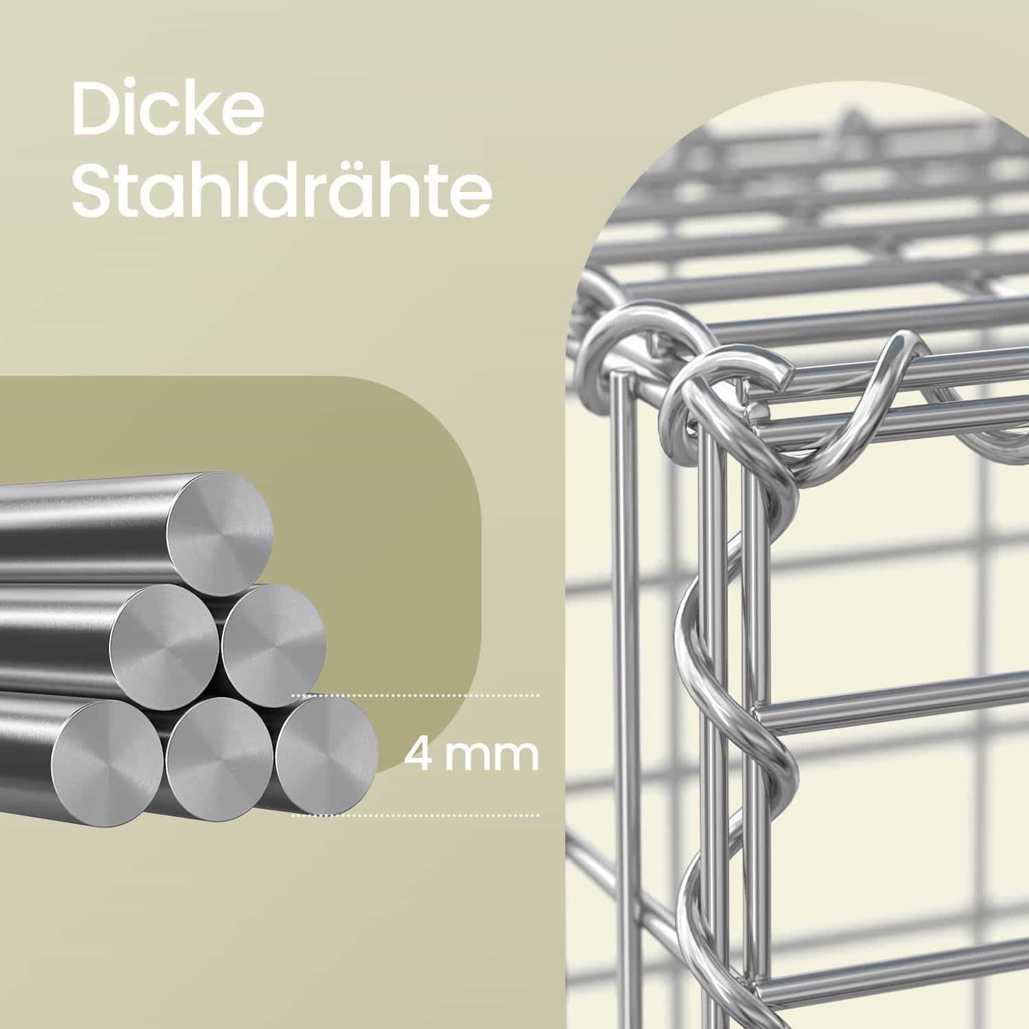 Gabionenkörbe mit 5 x 10 cm Maschenweite 3er Set silber Gabionenkörbe mit 5 x 10 cm Maschenweite 3er Set silber