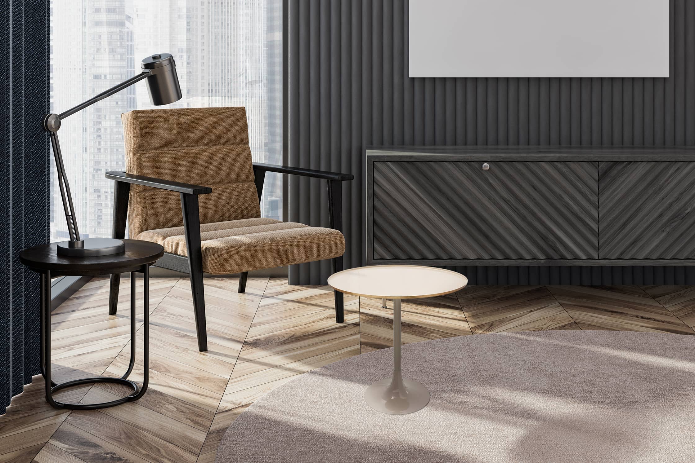 Beistelltisch Art Deco 925 Elfenbein / Taupe Beistelltisch Art Deco 925 Elfenbein / Taupe