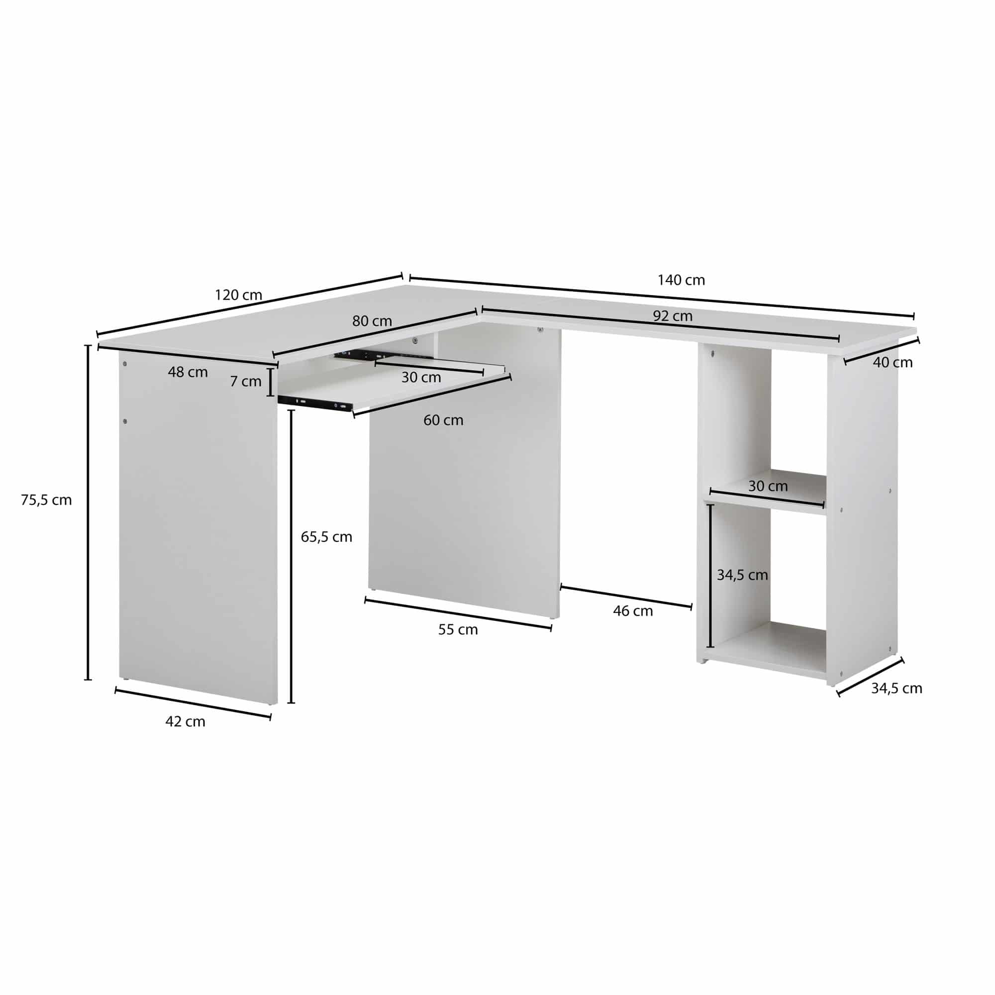 45949-WOHNLING-Schreibtischkombination-140x120x75-cm-Weiss-WL5-307-WL5-307_3 Design Schreibtischkombination 140 x 75,5 x 120 cm Weiß