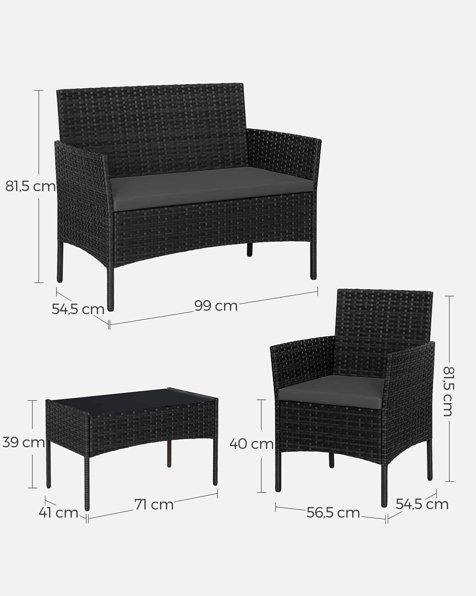 Balkonmöbel aus PE-Polyrattan schwarz-grau-B34GGF004B06 Balkonmöbel aus PE-Polyrattan schwarz-grau-B34GGF004B06