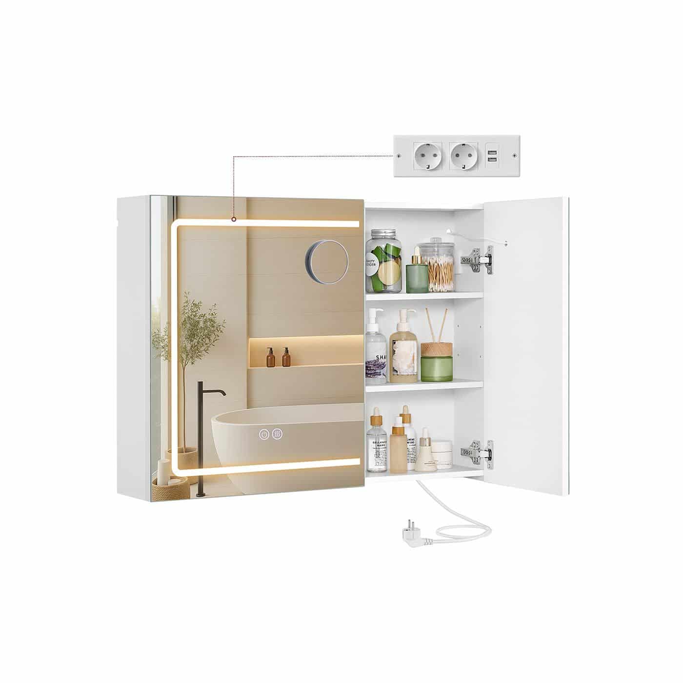 Spiegelschrank mit Beleuchtung und Steckdose Spiegelschrank mit Beleuchtung und Steckdose