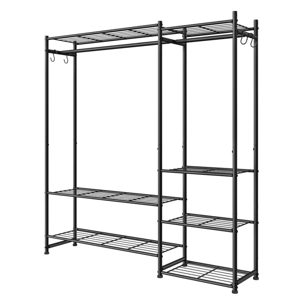 Garderobenständer mit Metallrahmen, offener Kleiderschrank, 7 Ablagen Garderobenständer mit Metallrahmen, offener Kleiderschrank, 7 Ablagen