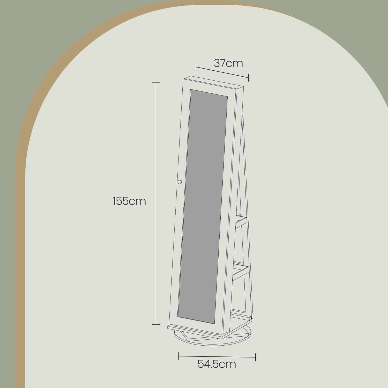 Schmuckschrank mit Spiegel, 360° drehbarer Spiegelschrank, abschließbar Schmuckschrank mit Spiegel, 360° drehbarer Spiegelschrank, abschließbar
