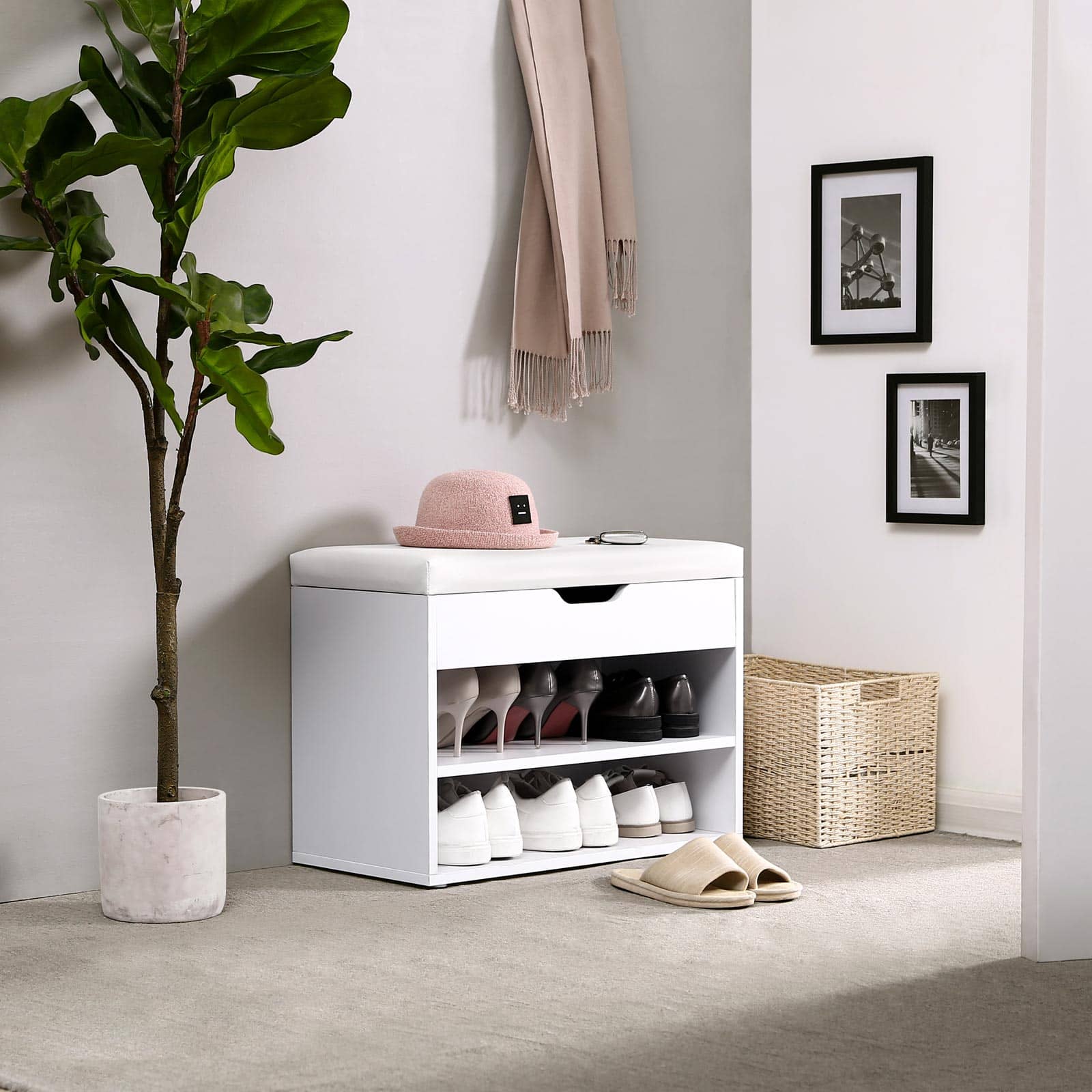 Gepolsterte-Schuhbank-2-Faecher-Weiss-LHS20WT-3tRnZRpZUSJ9dL Gepolsterte Schuhbank 2 Fächer Weiß