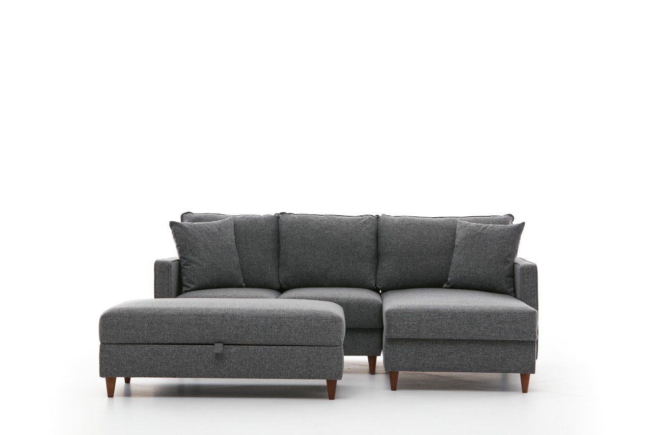 Ecksofa Eva – Skandinavischer Stil inkl. Hocker