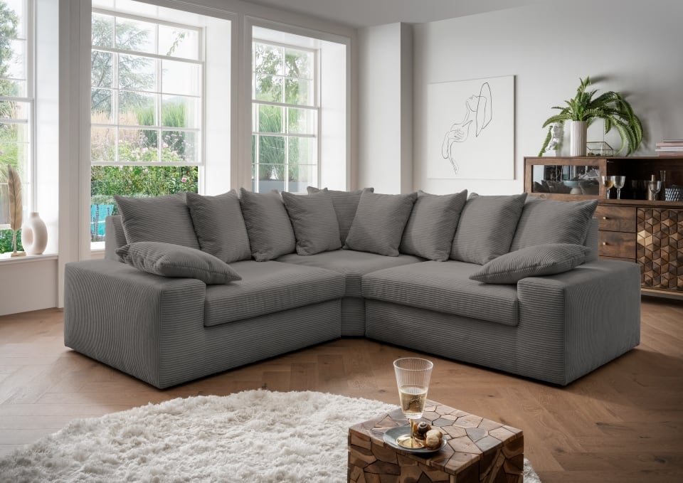 Benformato_Sassari_2-TRE-2_4801 Stilvolles Grau: Ecksofa Sassari von Benformato mit gemütlichem Cord-Bezug