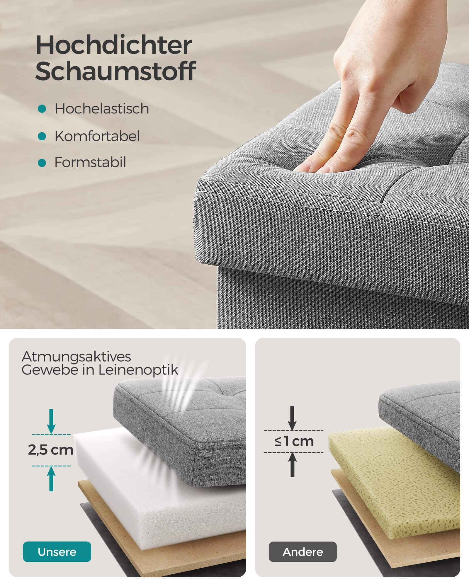 41 cm Sitzbank mit Stauraum hellgrau-LSF102G02 41 cm Sitzbank mit Stauraum hellgrau-LSF102G02