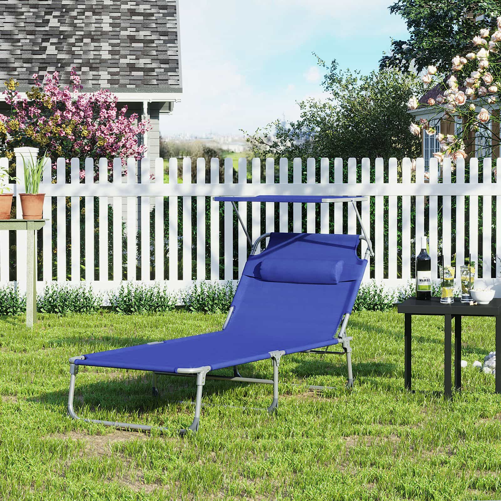 Gartenliege mit Blende Dunkelblau-GCB22BUV2 Gartenliege mit Blende Dunkelblau-GCB22BUV2
