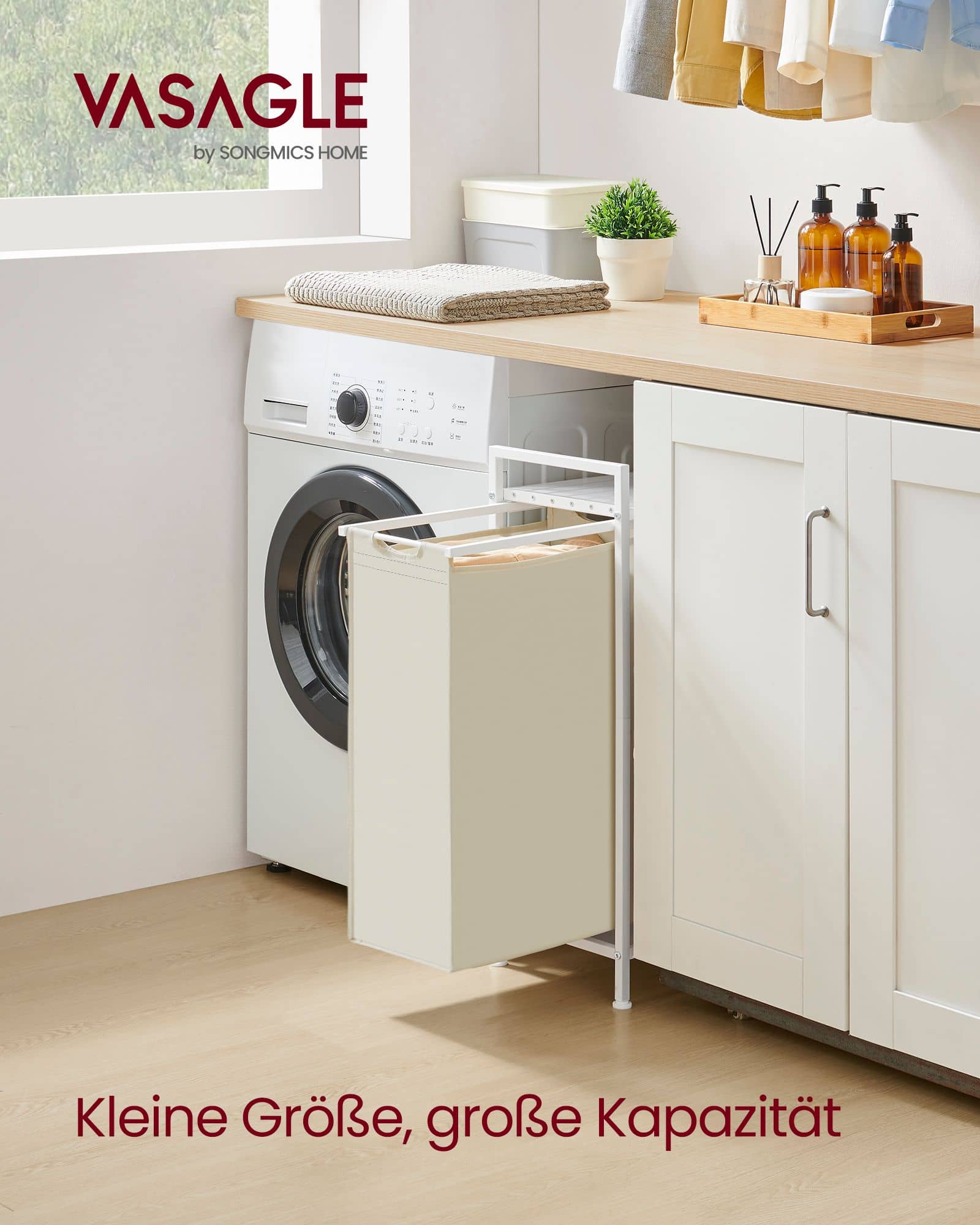 Wäschekorb mit Ablage cremeweiß-wolkenweiß Wäschekorb mit Ablage cremeweiß-wolkenweiß