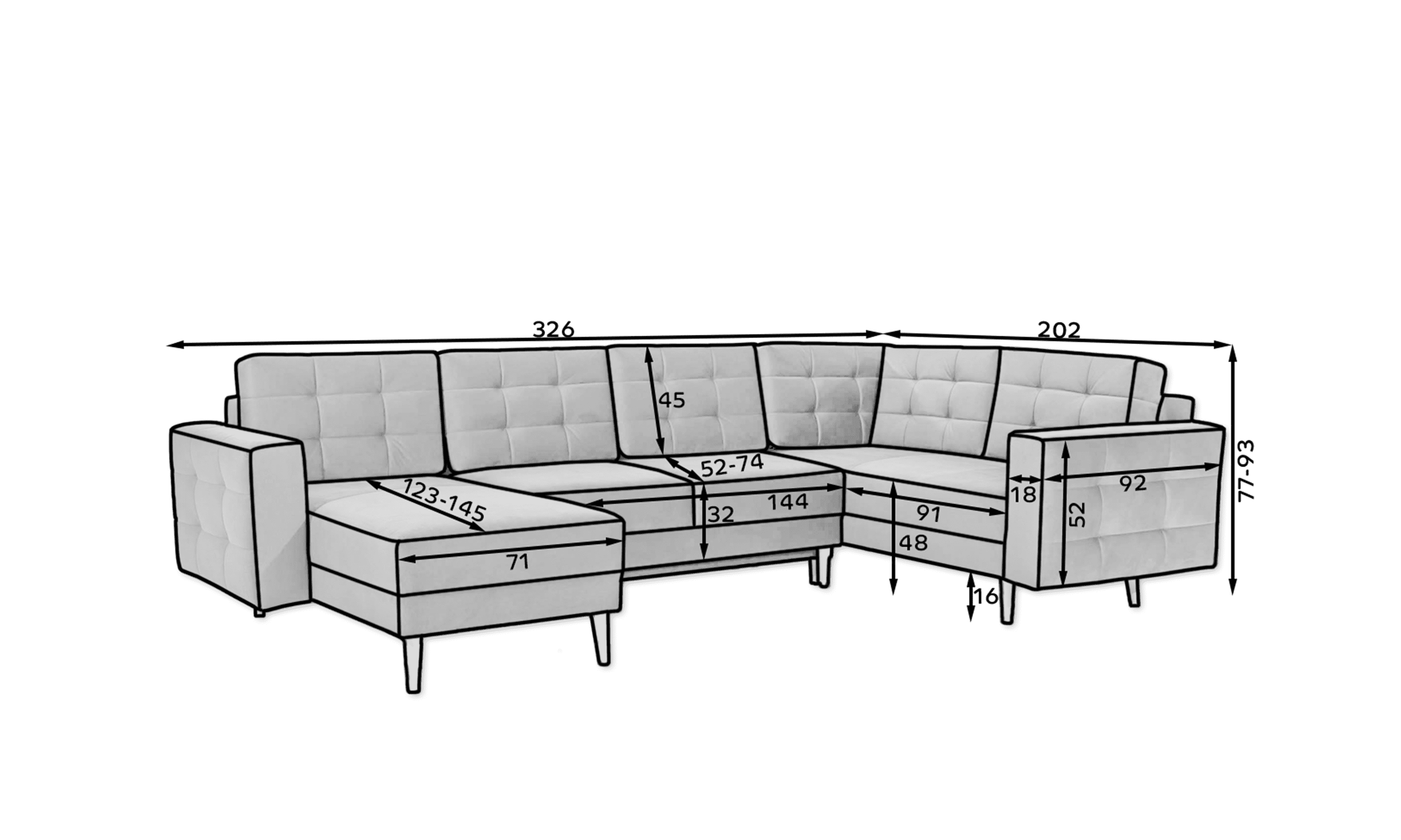 Wohnlandschaft Asgard U Hellbraun – Schlafsofa mit Stauraum | beidseitig montierbar Wohnlandschaft Asgard U Hellbraun – Schlafsofa mit Stauraum | beidseitig montierbar