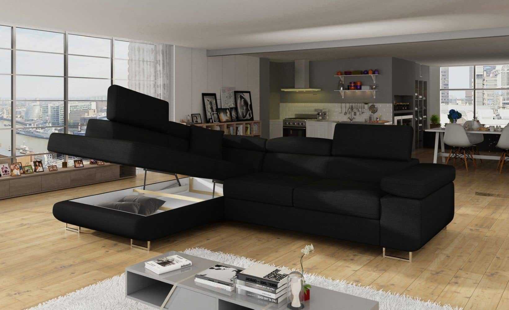  Eltap Ecksofa Anton mit Schlaffunktion & Bettkasten | Sawana