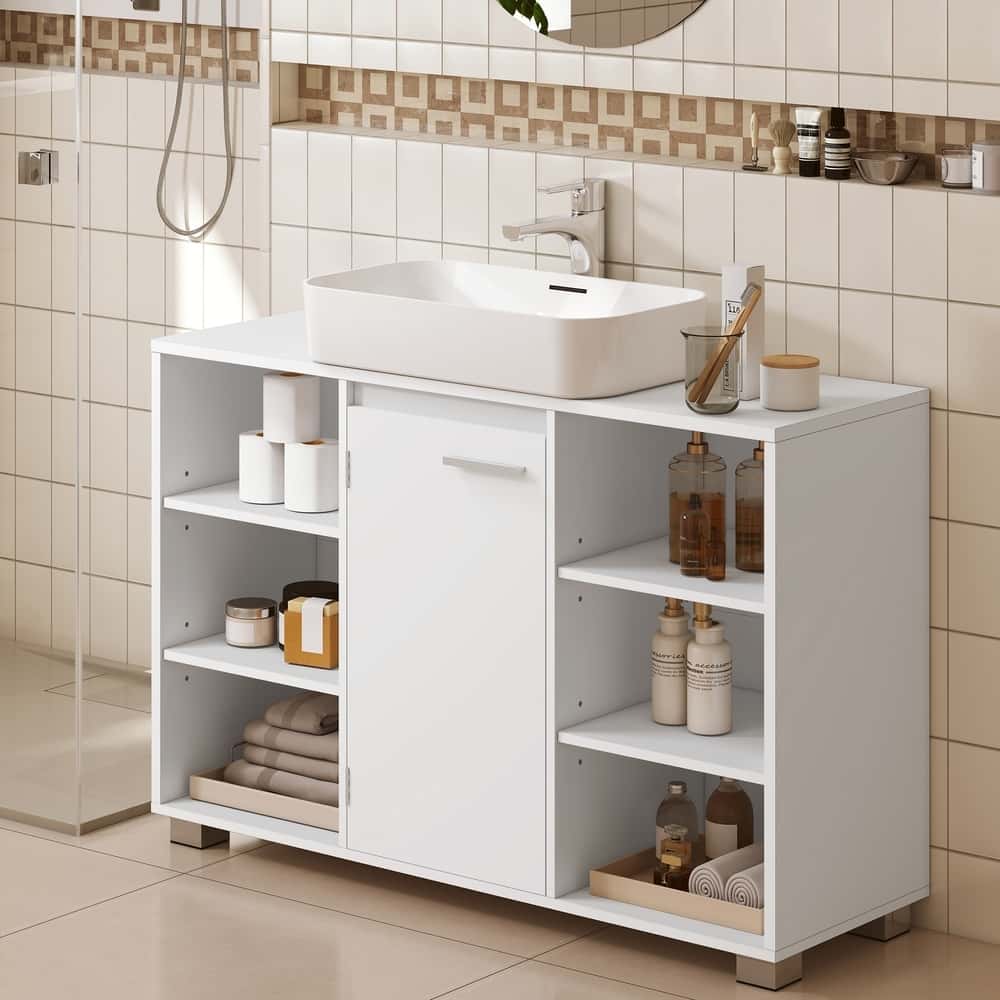 Badezimmerschrank, Waschbeckenunterschrank, mit verstellbaren Ablagen und Füßen